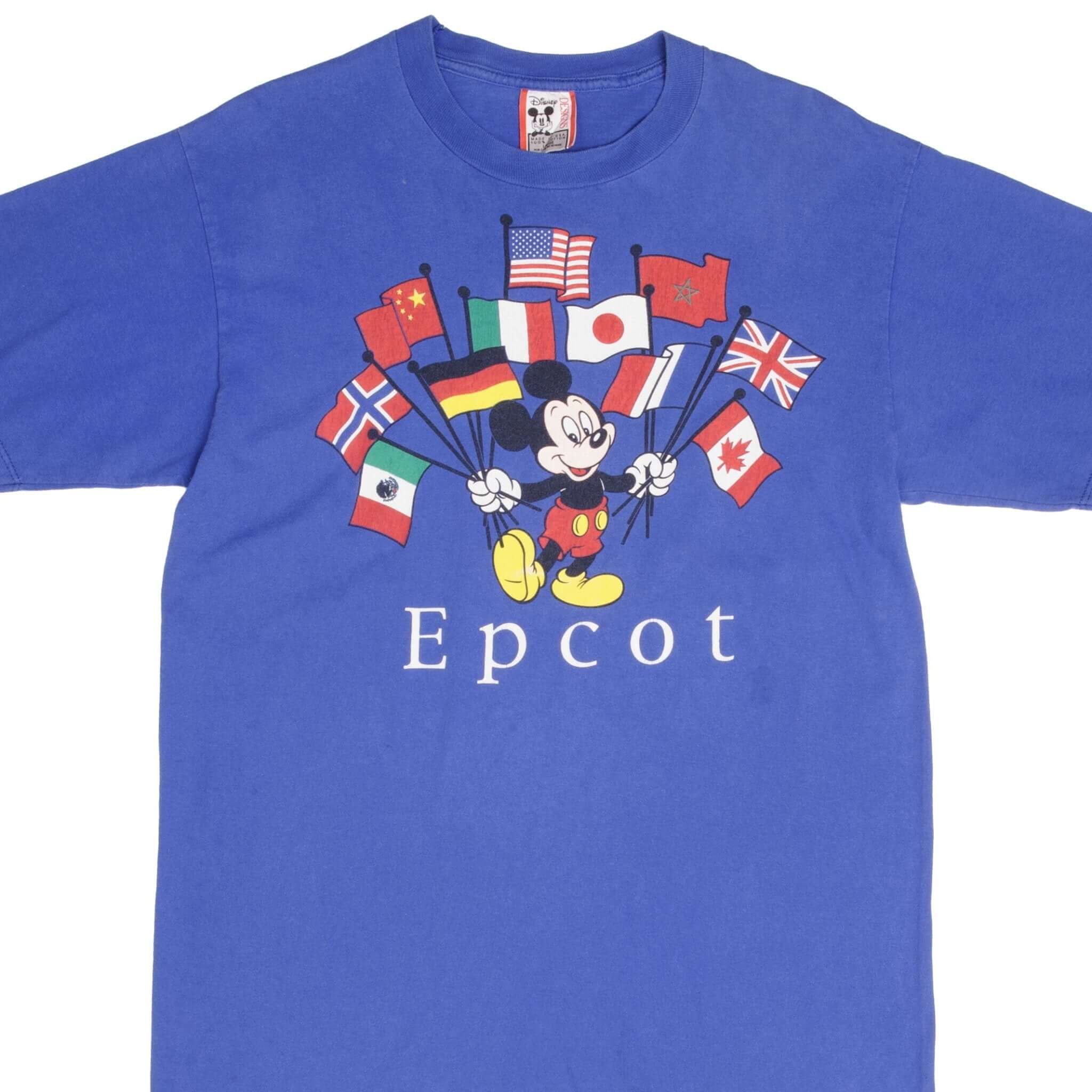 Vintage Disney Mickey Mouse EPCOT 1990s Graphic T-Shirt - Large Size - Made in USA - Retro Theme Park Fashion for Disney Fans & Collectors