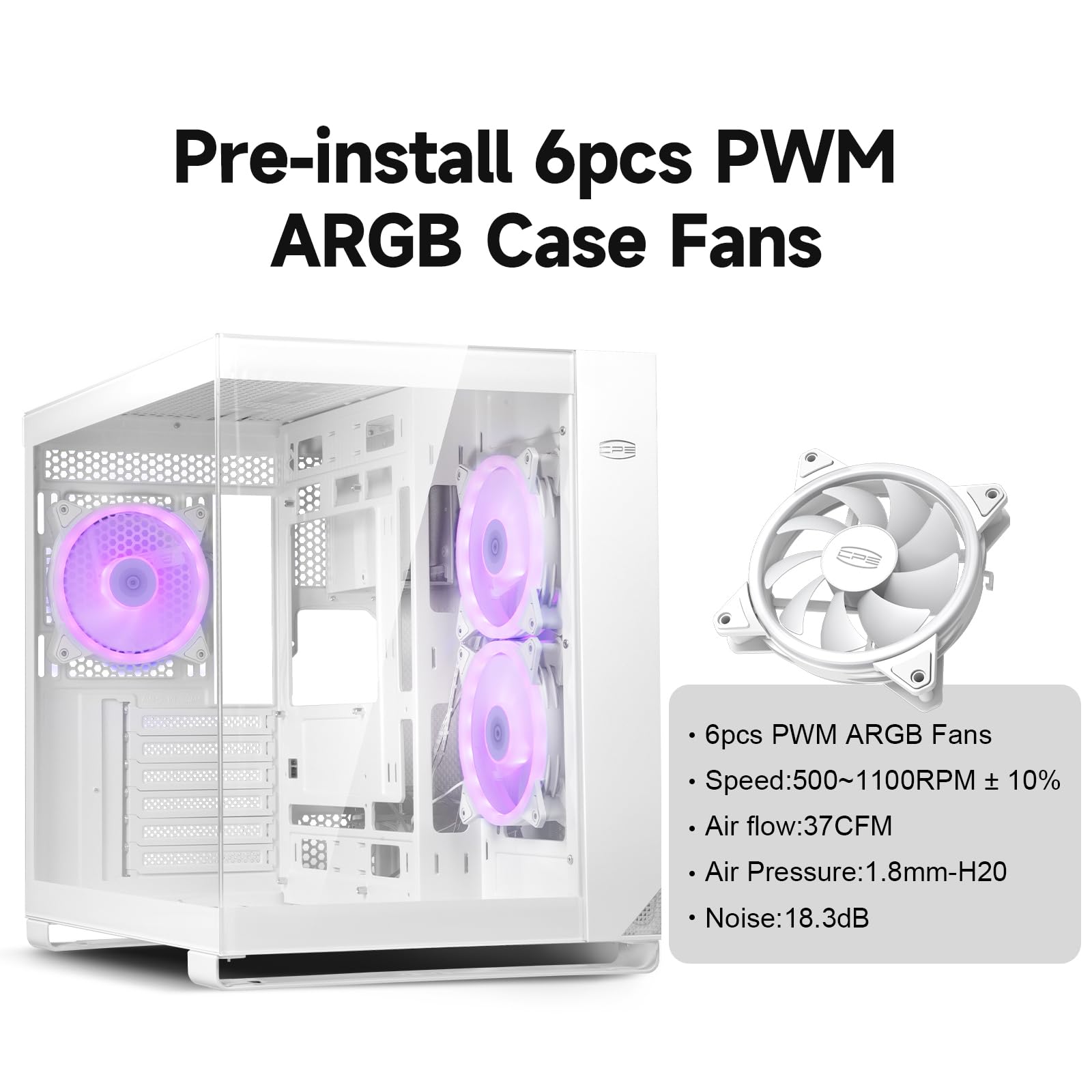 PCCOOLER C3T500 ARGB Mid Tower Gaming PC Case - ATX/M-ATX/ITX Motherboard Compatible with 6 ARGB Fans, Column-Free Design, 360mm Radiator & 400mm GPU Support - Easy Installation (White) | Perfect for High-Performance Gaming Rigs & Streaming Setups