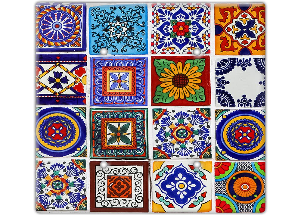 Mexican Tile Wall Switch Cover - Colorful Floral Design for Home Decor