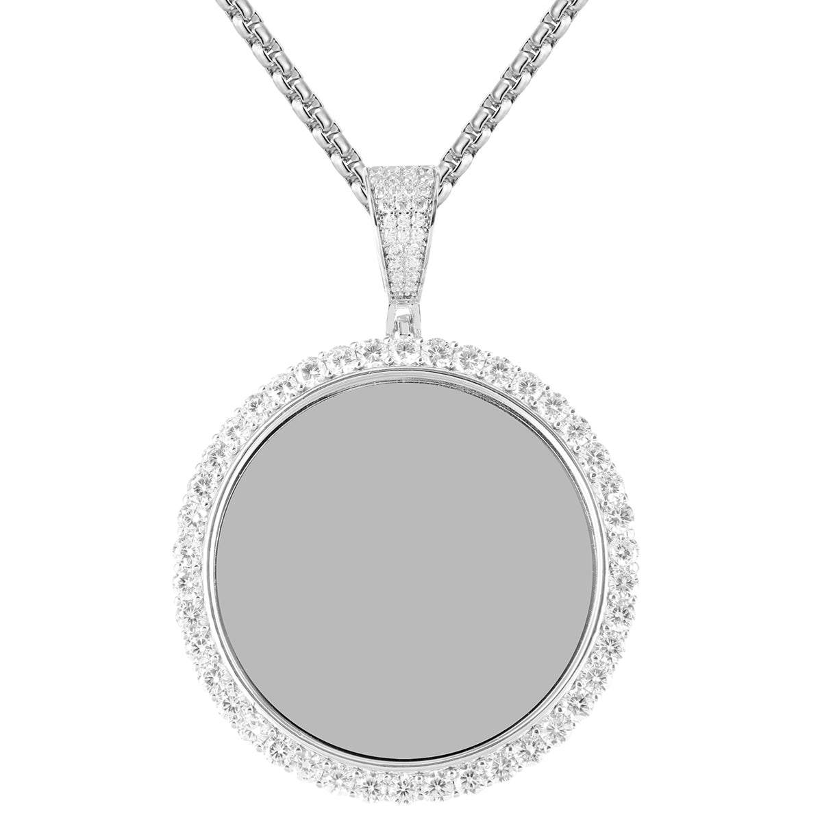 14K White Gold Round One Row Memory Picture Necklace - Perfect for Anniversaries, Gifts & Special Occasions