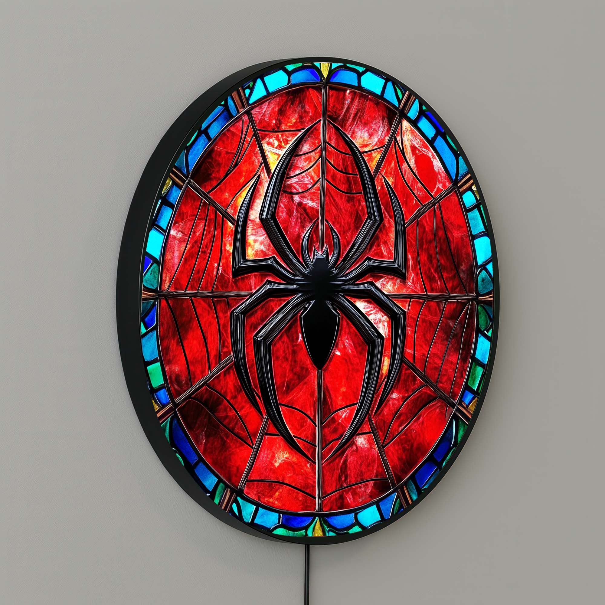 Spider Backlit Tempered Glass Wall Art - Modern Home Decor for Living Room, Bedroom & Office - Unique LED Illuminated 3D Wall Sculpture