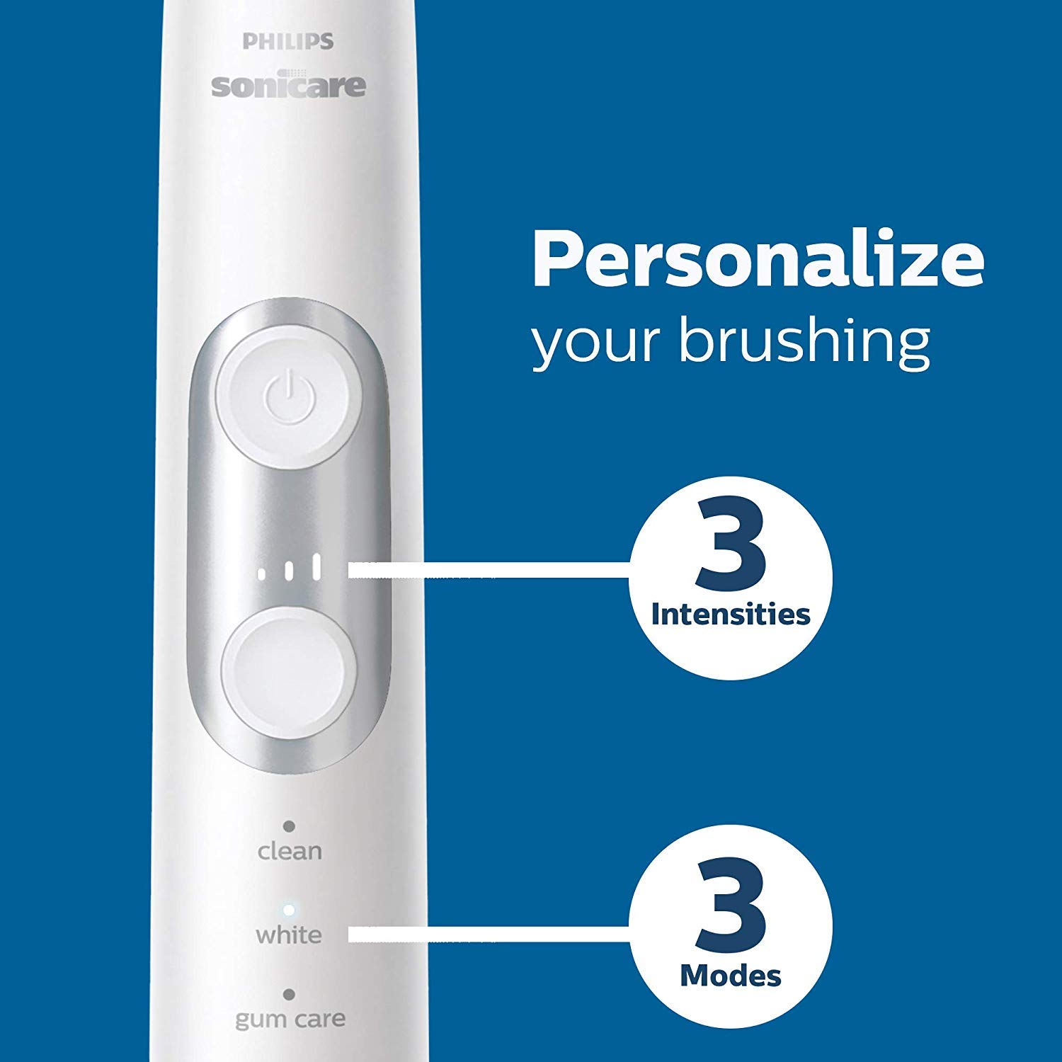 Philips Sonicare ProtectiveClean 6500 Rechargeable Electric Toothbrush with Pressure Sensor - 3 Cleaning Modes, SmartTimer, QuadPacer - 14-Day Battery Life & Travel Case - Navy Blue (HX6462/07) - Perfect for Travel & Daily Oral Care