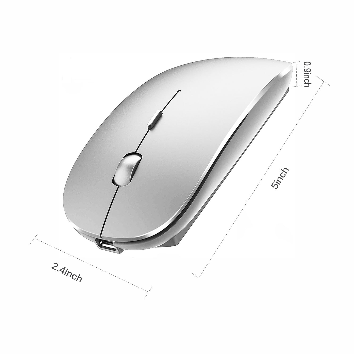 Wireless Bluetooth Mouse for Laptop, MacBook, iPad, PC - Compatible with MacBook Air/Pro, Windows, Chromebook (Silver) - Perfect for Office, Travel & Home Use