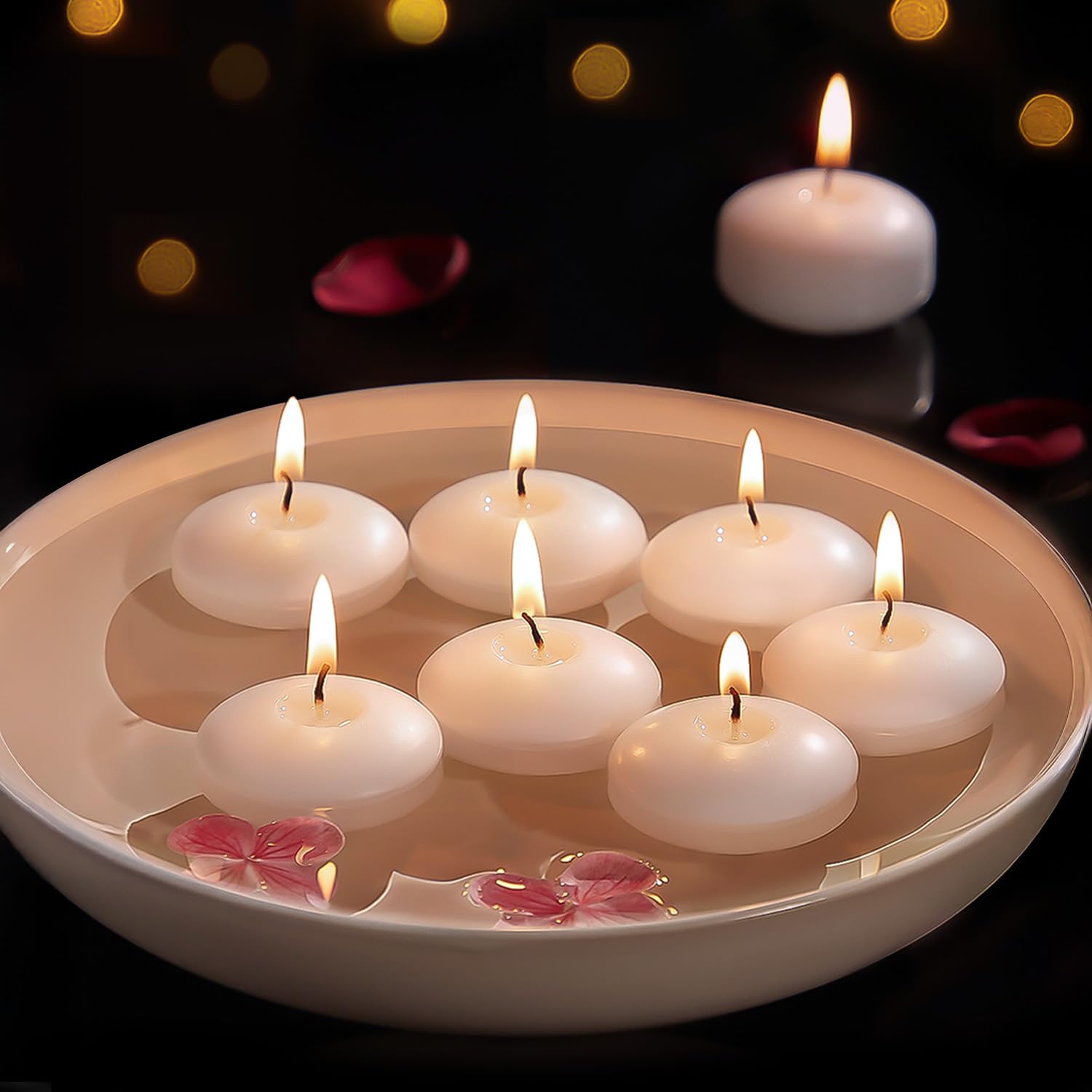 48 Pack Pure White 2 Inch Floating Candles - 5-6 Hours Burn Time, Unscented Tealight Candles for Weddings, Anniversaries & Romantic Nights - Perfect for Valentine's Day Decor, Proposals, Bath & Table Centerpieces
