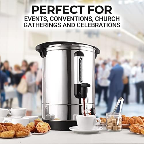 Zulay 50 Cup Commercial Coffee Maker - Stainless Steel Large Percolator Pot with Quick Brew Technology & Double-Wall Insulation - Keeps Coffee, Tea & Beverages Hot for Hours - Perfect for Events, Catering, Offices & Restaurants