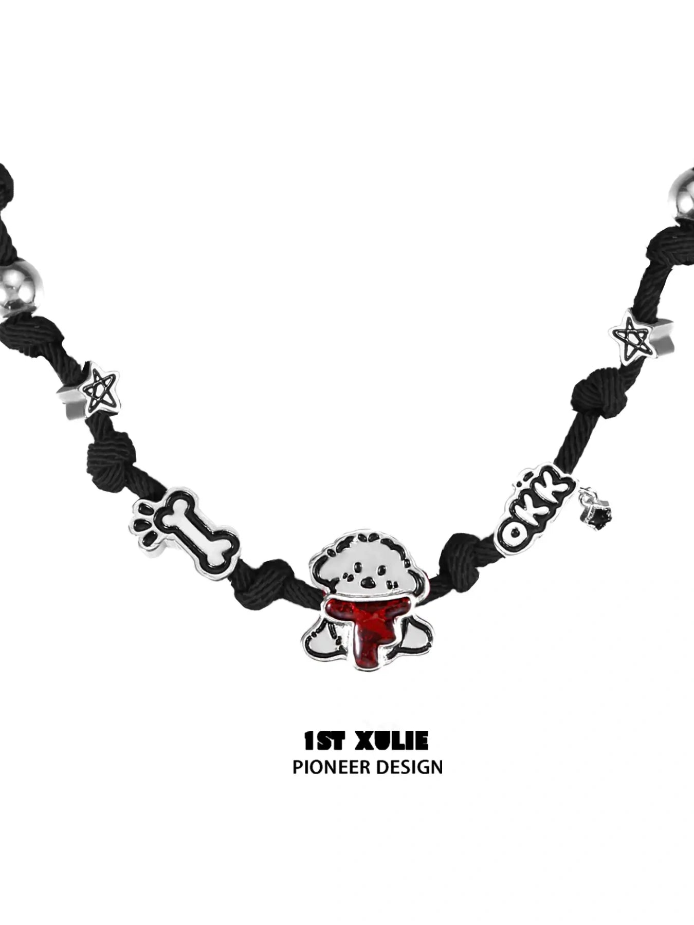 18k Gold Plated Graffiti Puppy Dog Choker Necklace - Milan Rope Chain for Women, Valentine's Day Gift, Party Jewelry for Spring Festival Celebrations