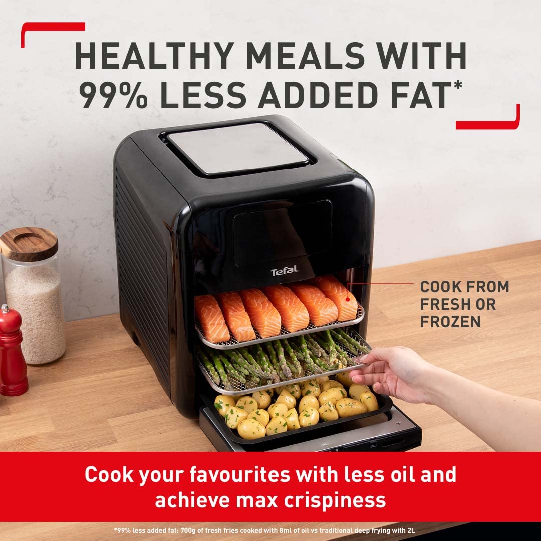 Tefal Easy Fry 9-in-1 11L Air Fryer Oven with Grill & Rotisserie - 8 Cooking Programs (Dehydrate, Roast, Bake, Toast) | 2000W Black FW501 | Perfect for Healthy Frying, Family Meals & Party Cooking