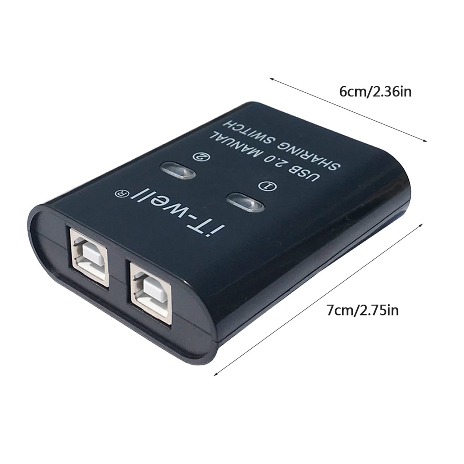 CASNO USB Switch Selector 2 Port KVM Switch Adapter - 2 Input 1 Output USB Sharing Hub for Printer, Keyboard & Mouse - Perfect for Home Office & Multi-Computer Setup