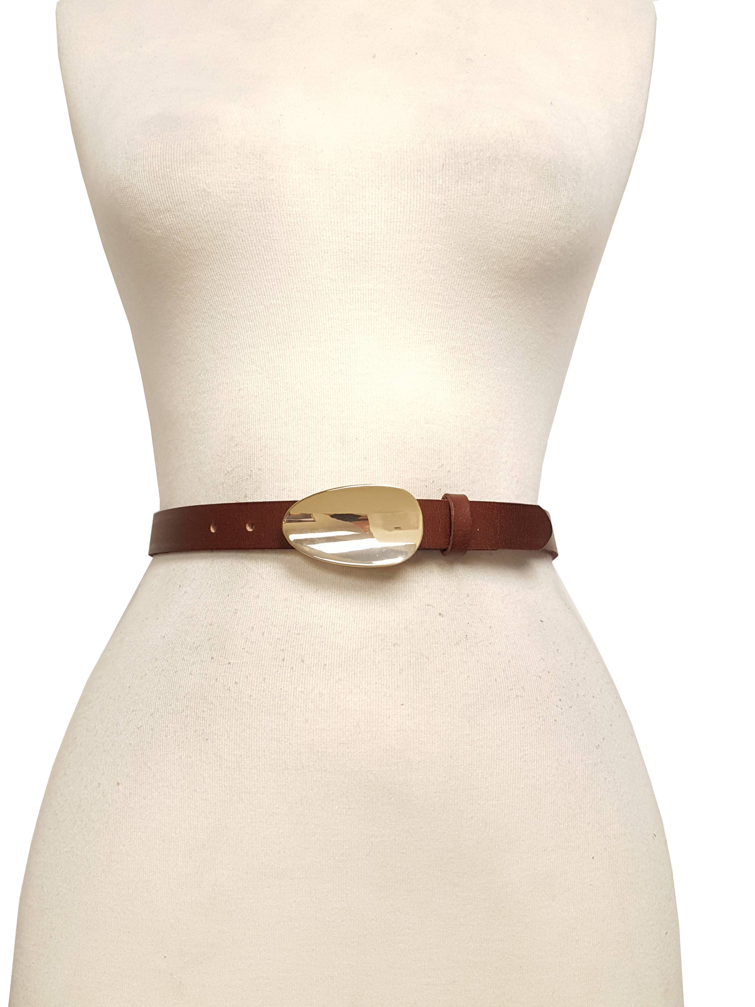 Genuine Leather Belt with Shiny Gold Buckle - Classic Dress & Casual Wear for Men & Women | Perfect for Office, Wedding & Everyday Outfits