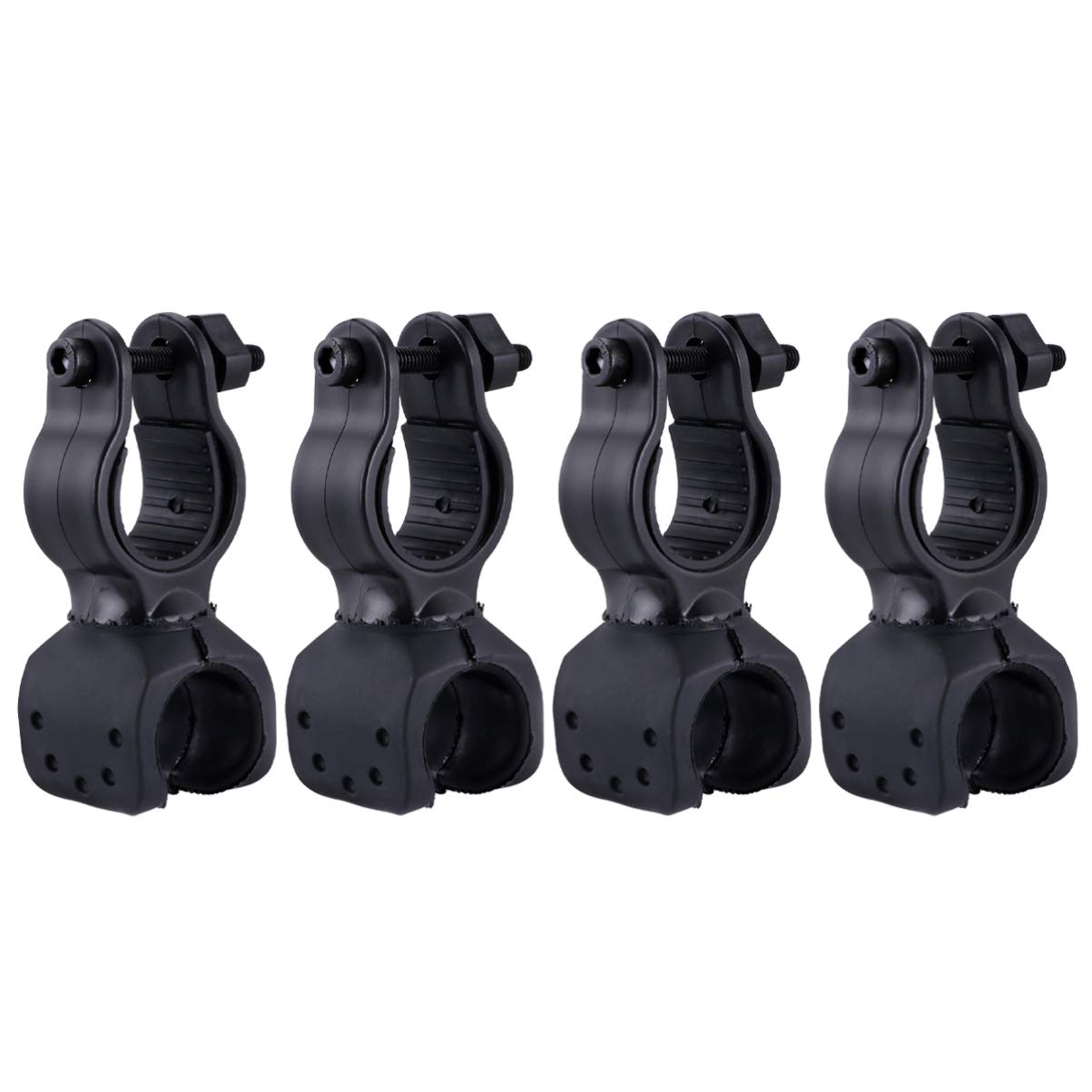 BESPORTBLE 4-Pack 360° Rotating Bike Flashlight Mount - Heavy Duty Metal Handlebar Torch Holder with Screw Clamp for Cycling, Camping & Night Riding Accessories - Perfect for Mountain Bikes, Road Bikes & Outdoor Adventures