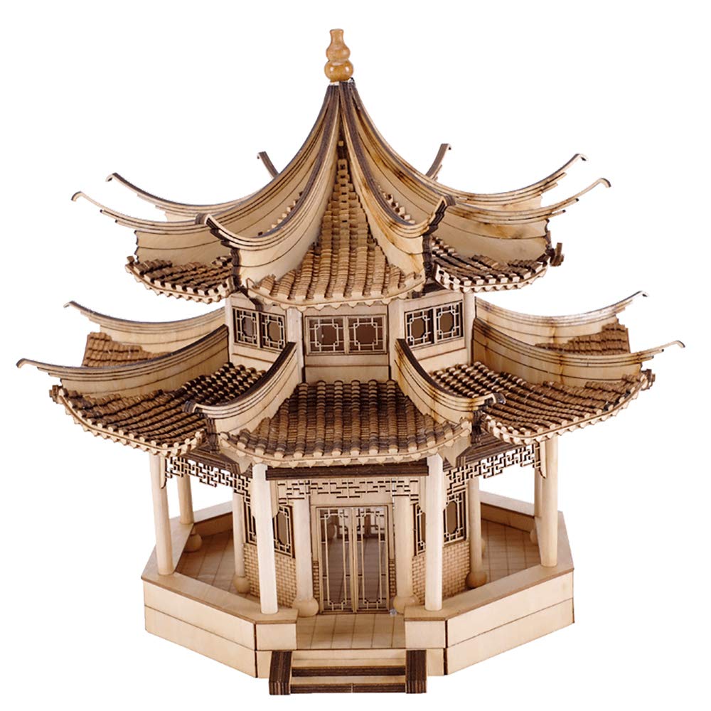 3D Wooden Puzzle DIY Model Craft Kit - Chinese Architecture Building Set - Educational STEM Toy & Home Decor Gift for Boys, Girls, Adults - Perfect for Birthday, Christmas & Family Bonding Activities