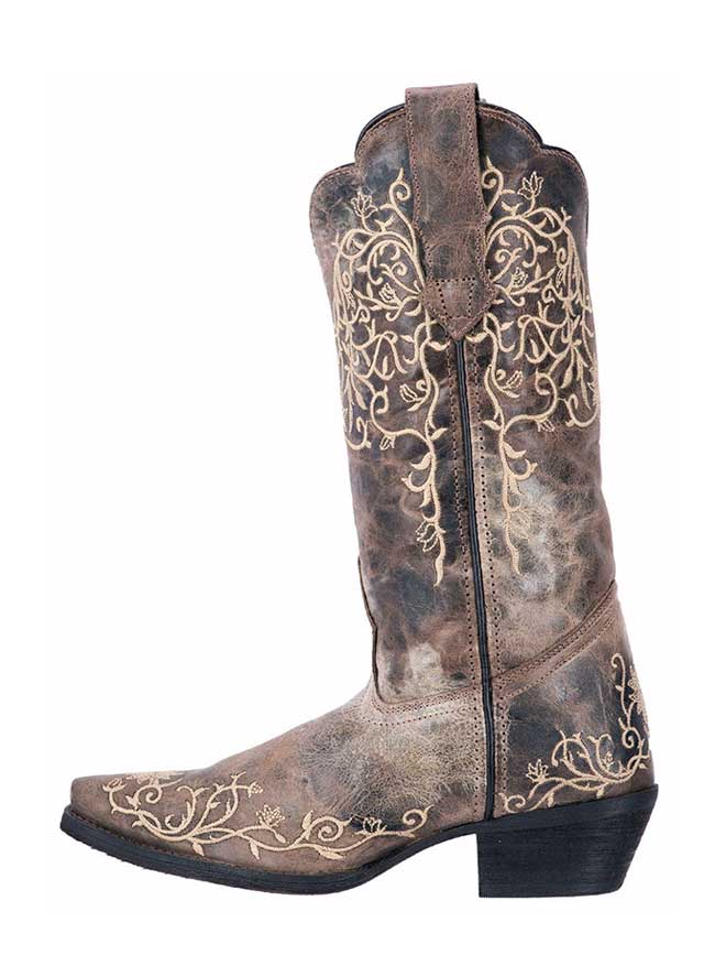 Laredo 52177 Women's JASMINE Flower Embroidery Western Boots in Taupe - Perfect for Country Dancing, Rodeos & Casual Outfits