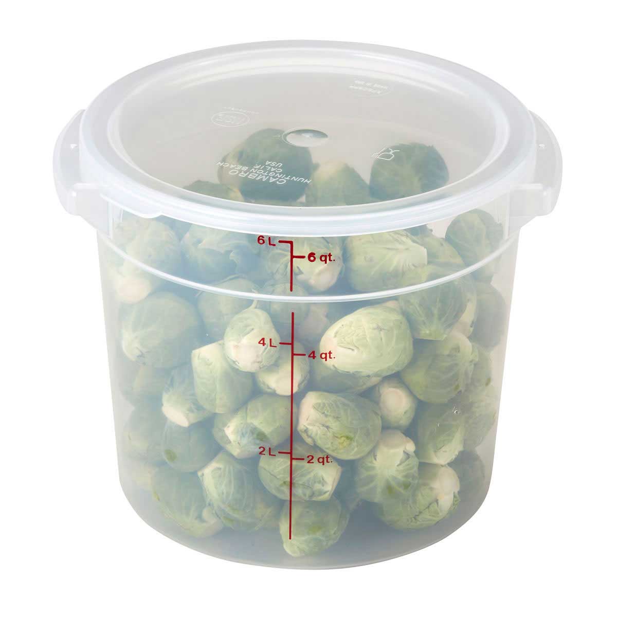 Cambro RFS6PP190 6-Quart Round Translucent Food Storage Container - Ideal for Restaurants, Catering & Home Kitchen Organization