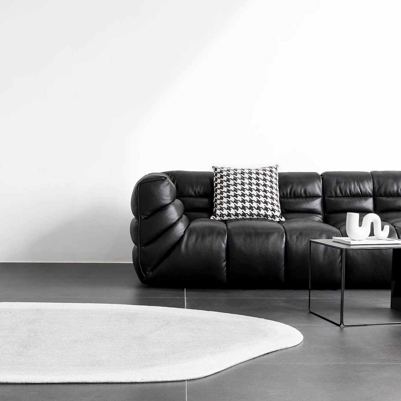 Modern Black Microfiber Leather Sectional Sofa with Solid Wood Frame - Comfortable L-Shaped Couch for Living Room, Home Theater & Office Lounge