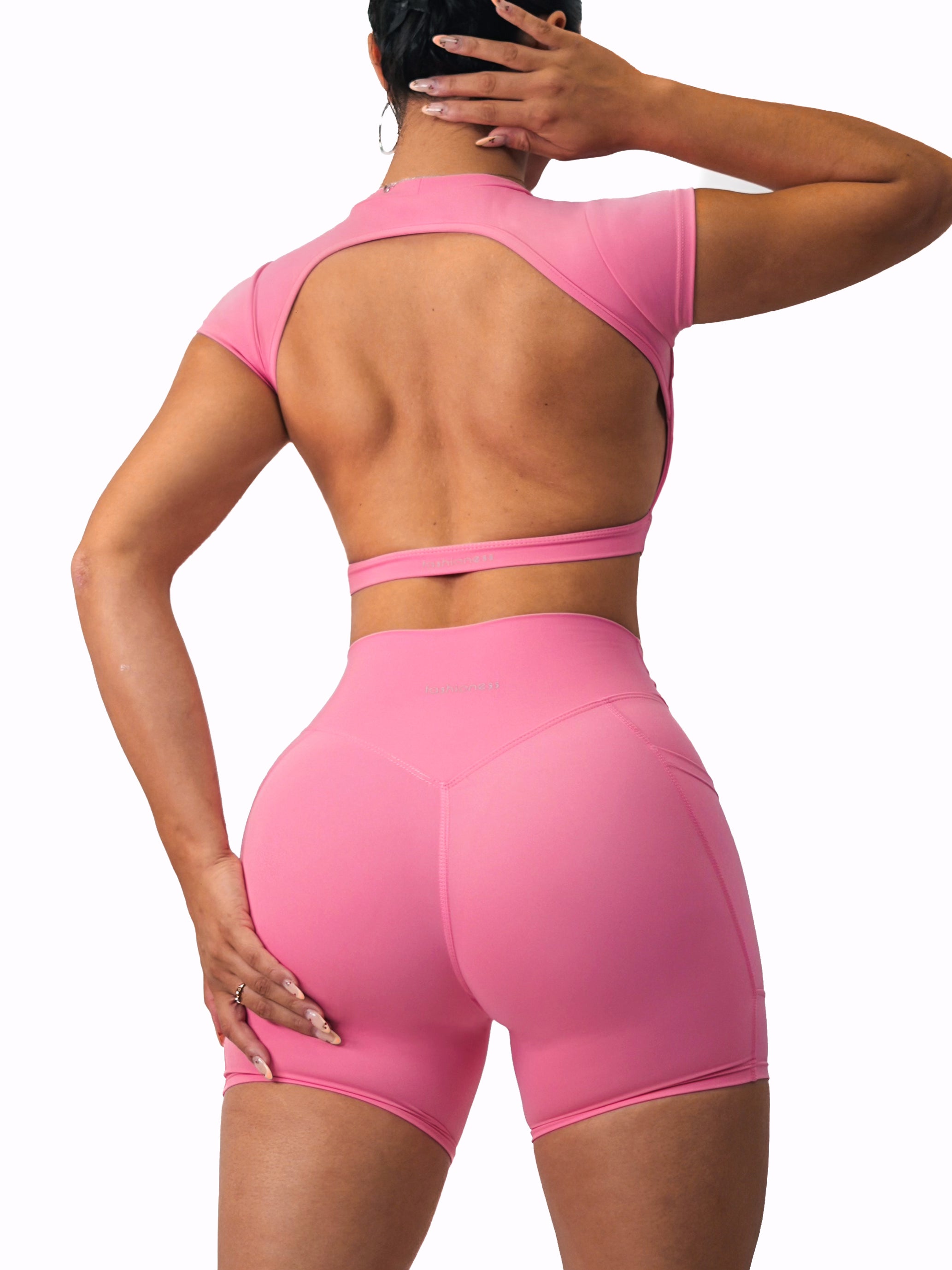 Backless Sports Bra for Women - Pink Dream Workout Top for Yoga, Running & Gym