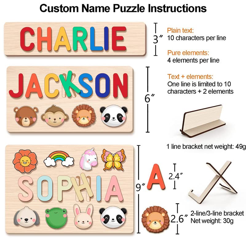 Personalized Wooden Name Puzzle for Kids - Custom Christmas, Easter & 1st Birthday Gifts - Early Learning Toys for Toddlers (Baby Boy & Girl) - Perfect for Easter Basket Stuffers, Nursery Decor & Preschool Education