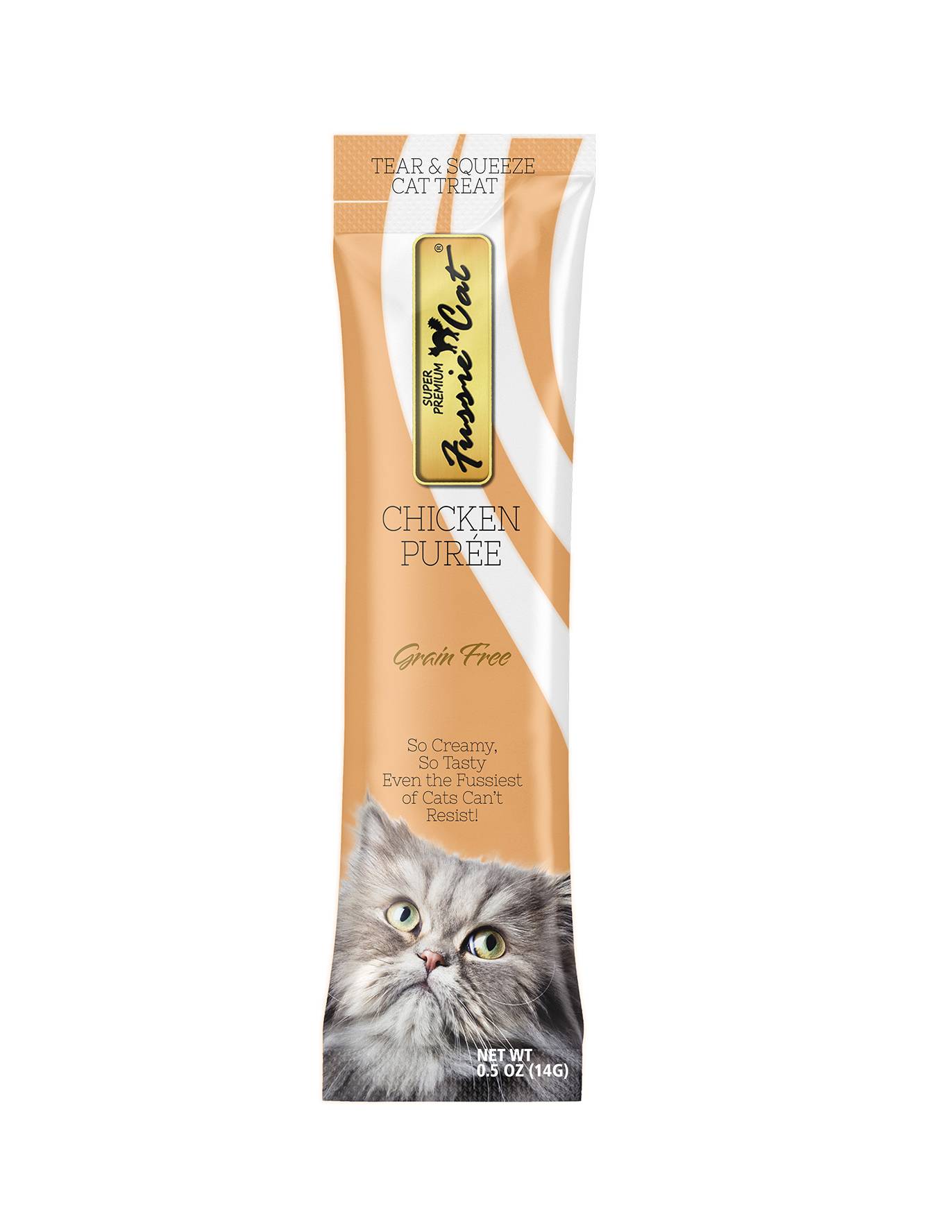 Premium Fussie Cat Puree Chicken Cat Treats - 14g x 4 Pack - Grain-Free, High-Protein Cat Snacks for Indoor & Outdoor Cats - Perfect for Training, Rewards, and Bonding Time