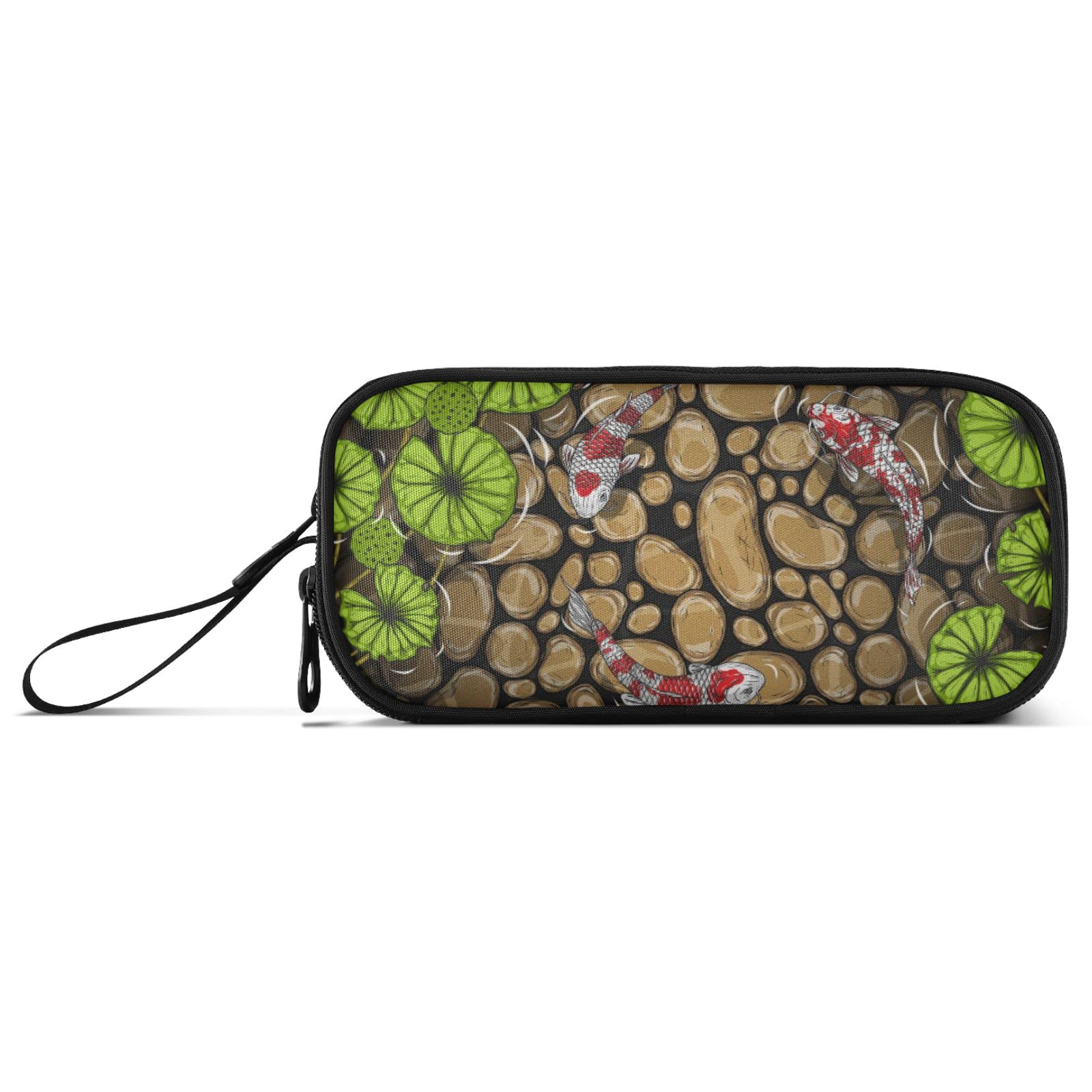 ALAZA Carp Fish with Lotus Pencil Case - Nylon Zipper Pouch for Pens, Pencils & Stationery - Portable School, Office & College Supplies for Women & Men - Perfect for Work, Study & Daily Organization
