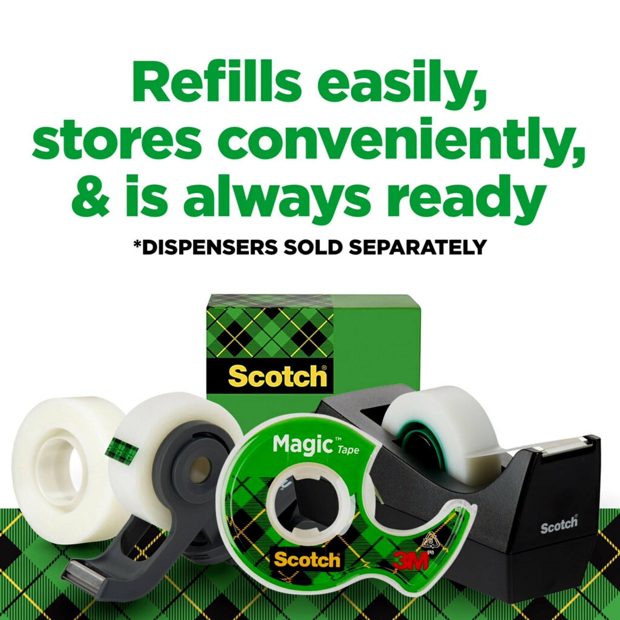 Scotch Magic Tape 19mm x 25.4m (4 Rolls) - Invisible, Matte Finish for Office, School & Gift Wrapping - Perfect for Documents, Crafts & Sealing Envelopes
