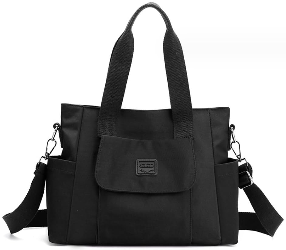 Stylish Waterproof Canvas Tote Bag for Women & Men - Lightweight Crossbody Shoulder Bag with Multiple Pockets - Large Durable Messenger Bag for Work, Travel, Shopping & Daily Use