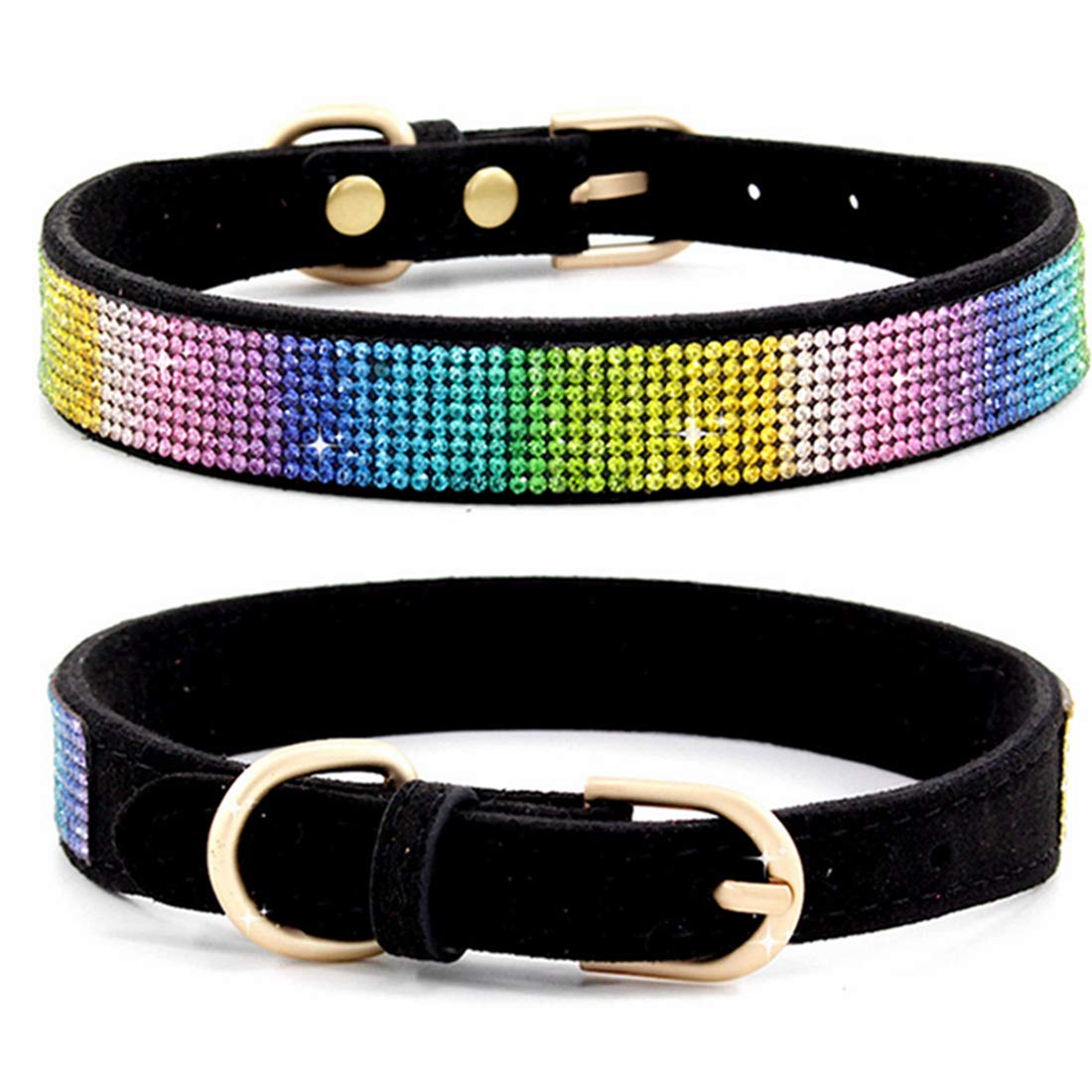 Sparkling Rhinestone Dog Collar - Soft Suede Leather Pet Collar with Crystal Diamonds for Small Dogs & Cats | Perfect for Parties, Weddings & Special Occasions
