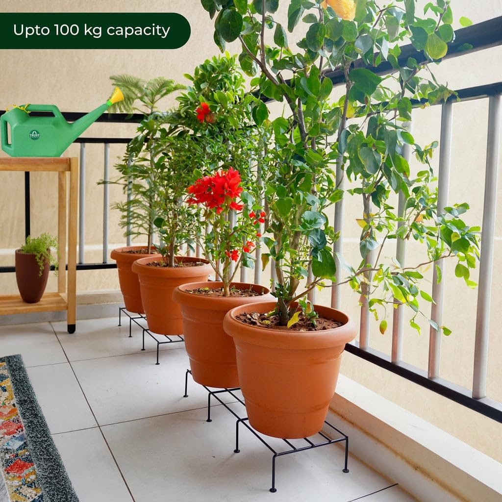 TrustBasket Indigo Plant Stands for Indoor Plants - Set of 4 Modern Decorative Flower Pot Holders for Home, Office & Garden Decor