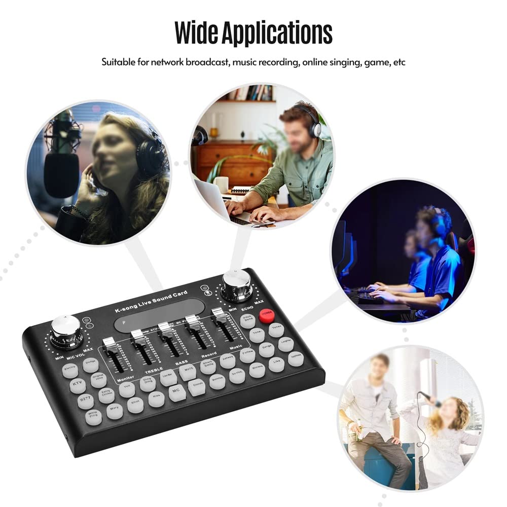 Professional USB Audio Mixer & Voice Changer - Smart Live Sound Card with 300+ Sound Effects, Noise Reduction for Podcasting, Gaming, Streaming & Recording (Compatible with PC/Mac/Phone)