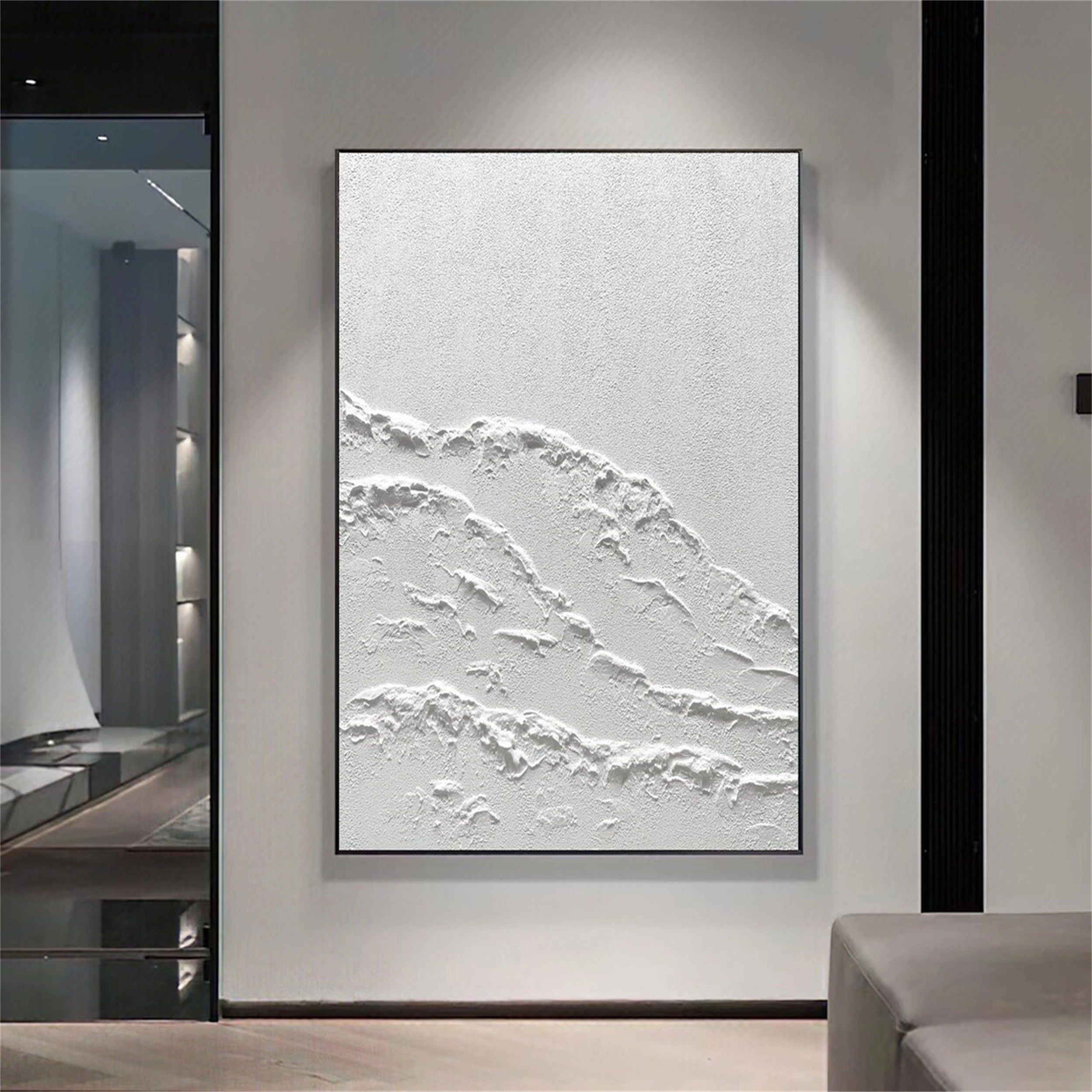 White Minimalist Textured Painting Canvas #MM101 - Abstract Wall Art for Modern Home & Office Decor