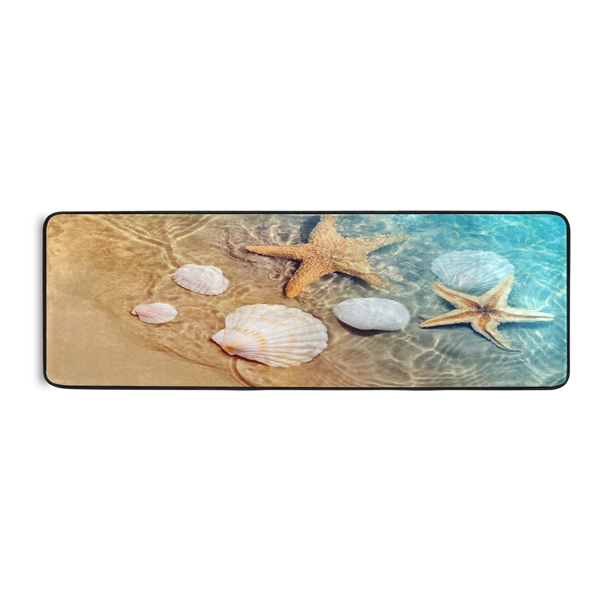 ALAZA Starfish and Seashell Beach Runner Rug - Non Slip Hallway Entry Carpet, Kitchen Mat for Home, Dining Room, Living Room & Bedroom - 72