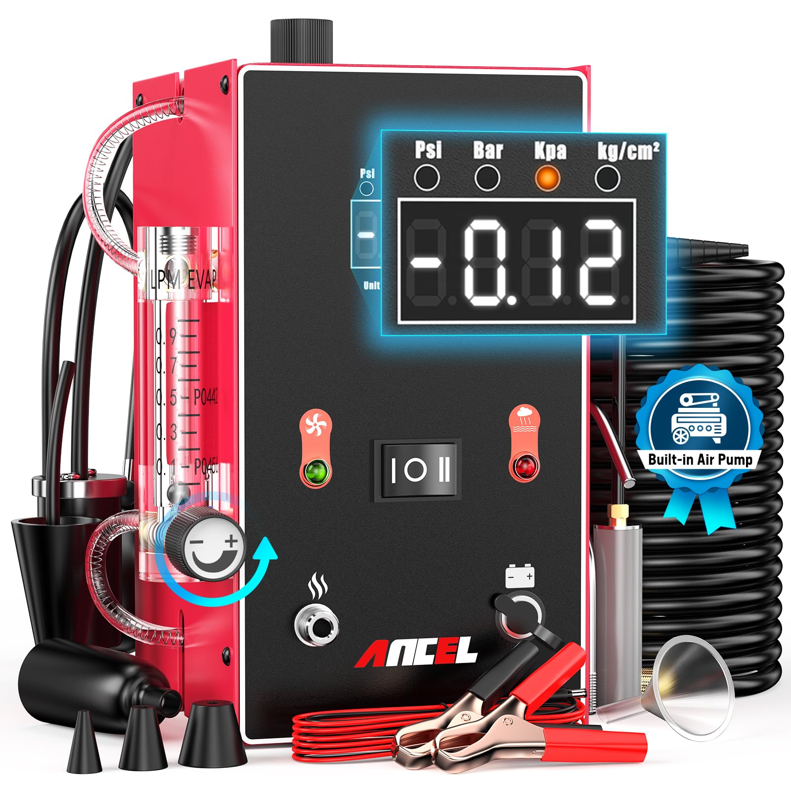 ANCEL L300 Automotive EVAP Smoke Machine Leak Tester with Digital Pressure Gauge & Flow Meter - Built-in Air Pump, Odorless Vacuum Smoke Detector for Car AC System, Fuel Tank, and Exhaust Leak Detection