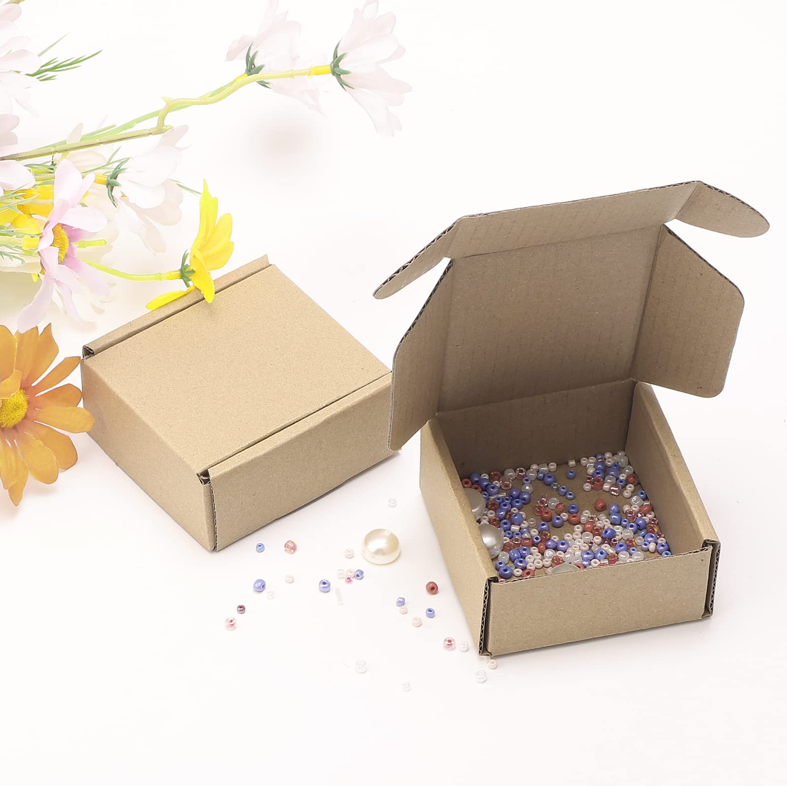 Mini Pizza Boxes 20pcs - 3.35x3.35x1.57in Kraft Brown Storage Boxes for Candy, Cookies & Treats - Perfect for Parties & Gifts