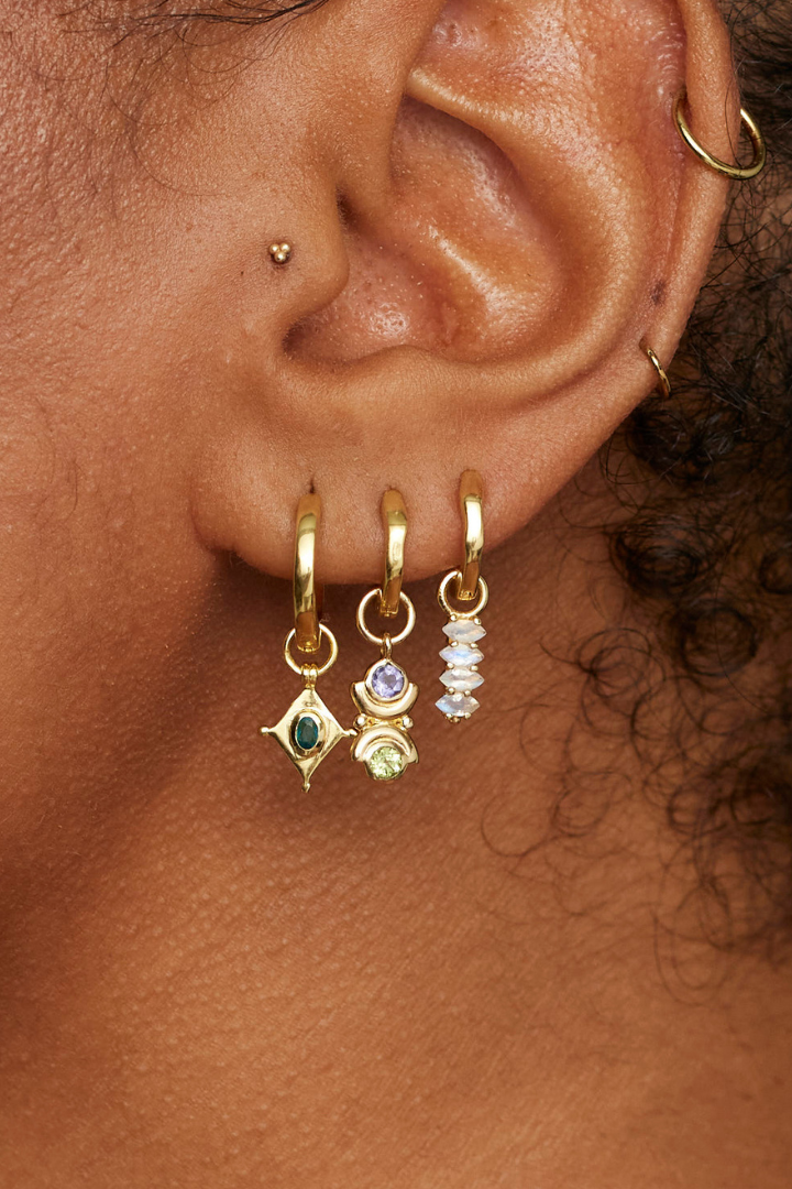 Shield Apatite Lotus Gold Ear Candy Stack - Elegant Dangle Earrings for Women, Boho Chic Jewelry for Party, Wedding & Everyday Wear