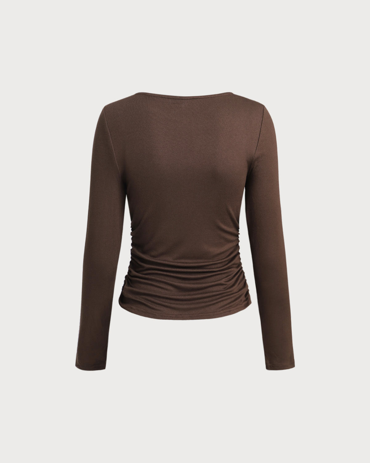 Brown Round Neck Slim Knit Tee for Women - Soft Stretch Casual Basic T-Shirt - Perfect for Everyday Wear, Layering & Outfit Styling