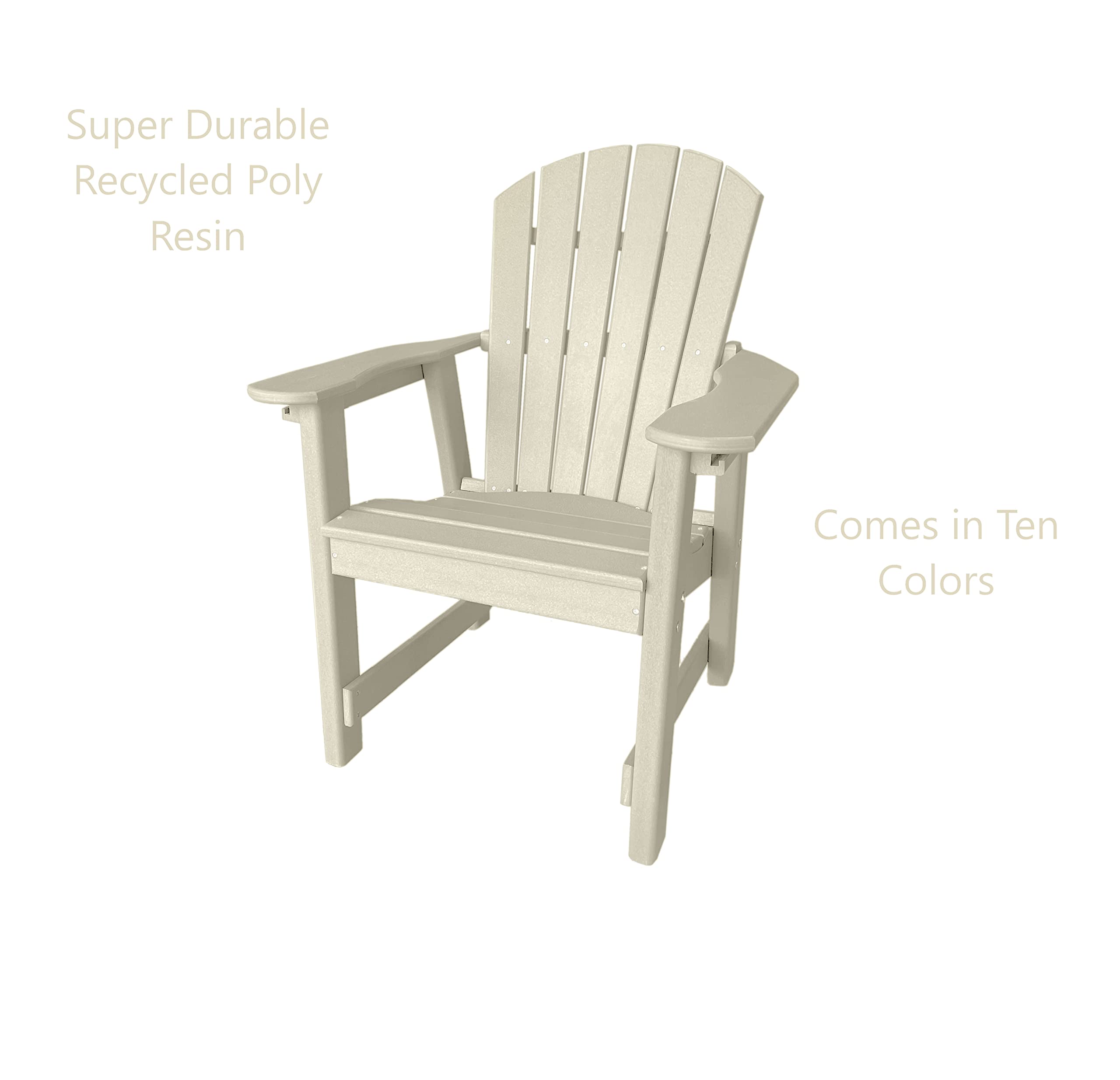 **Phat Tommy Weatherproof Outdoor Dining Chair - Thick Recycled Poly Lumber Patio Furniture, White - Perfect for Backyard, Garden, and Poolside Relaxation**