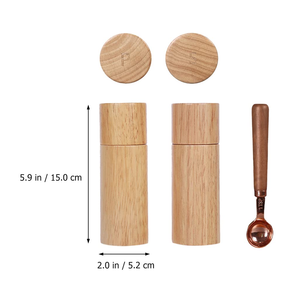 Premium Hemoton Coffee Bean Sea Salt & Pepper Set - 3-Piece Wooden Salt and Pepper Shakers with Refillable Dispenser for Kitchen, Dining Table & BBQ | Natural Wood Spice Containers for Home, Restaurant & Outdoor Cooking