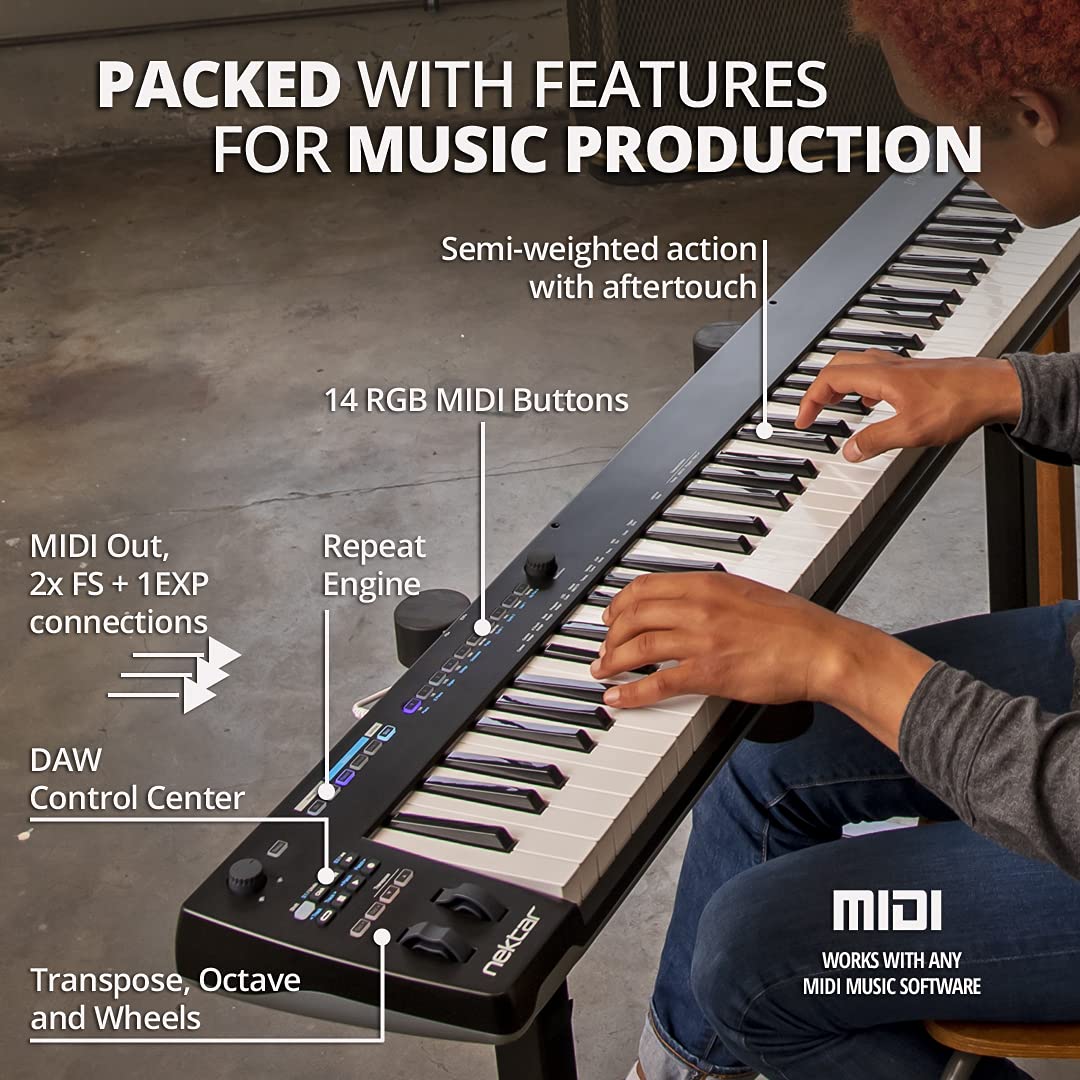 Nektar Impact GXP88 88-Key MIDI Keyboard Controller for Music Production, Recording & Live Performance - Perfect for Home Studios & Professional Producers