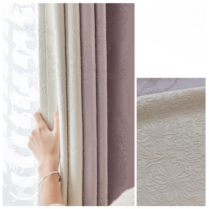 Clarissa Color Block Chenille Jacquard Blackout Curtains - Thermal Insulated Window Drapes for Bedroom & Living Room