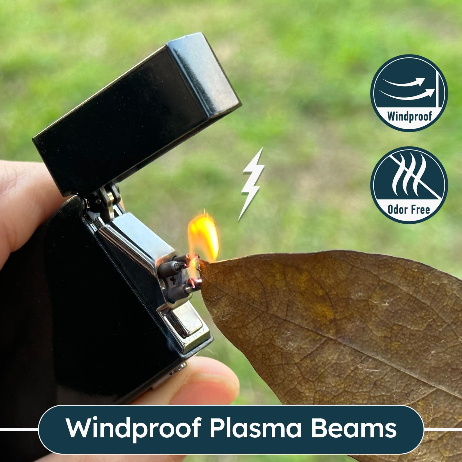 Windproof USB Rechargeable Plasma Lighter with Battery Indicator - Perfect for Camping & Outdoor Use