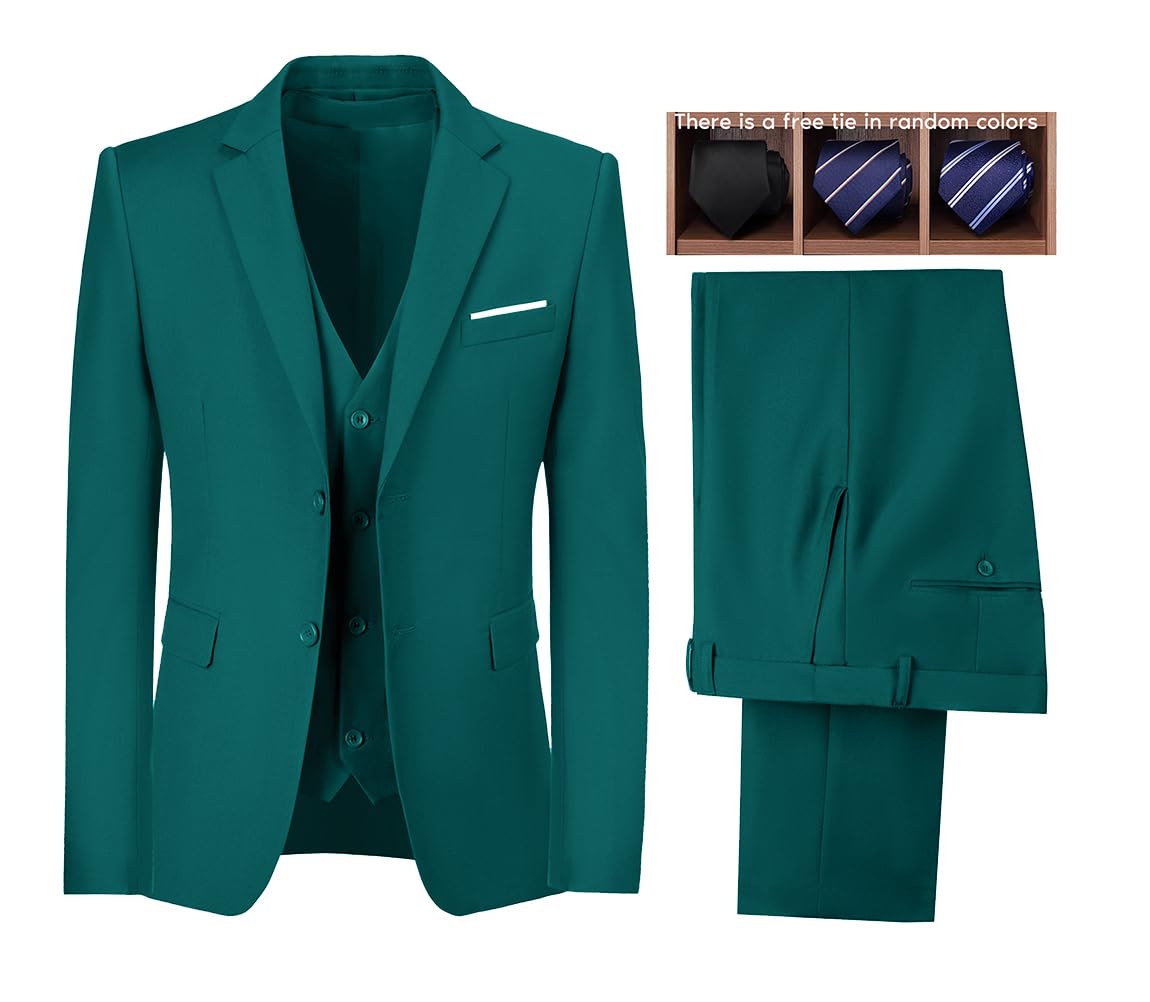 3-Piece Slim Fit Men's Suits for Wedding, Prom & Formal Events - Notched Lapel Tuxedo Jacket with Pants & Vest Set - Perfect for Groomsmen, Business Meetings & Special Occasions