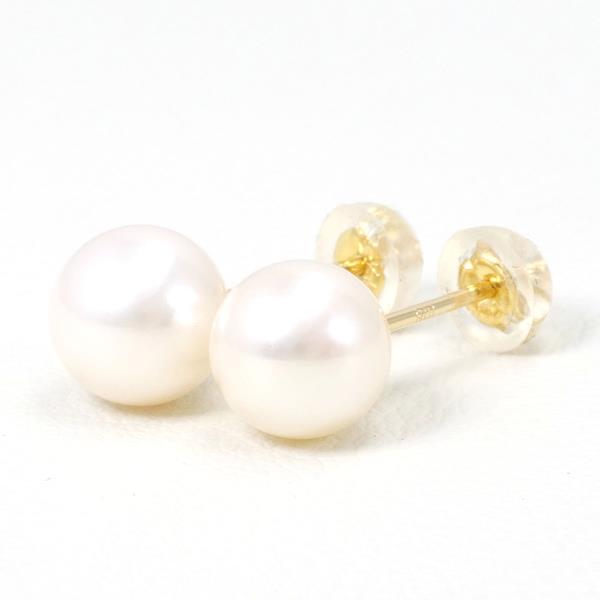 18K Yellow Gold Pearl Earrings for Women - Elegant Luxury Pearl Stud Earrings for Wedding, Party & Special Occasions