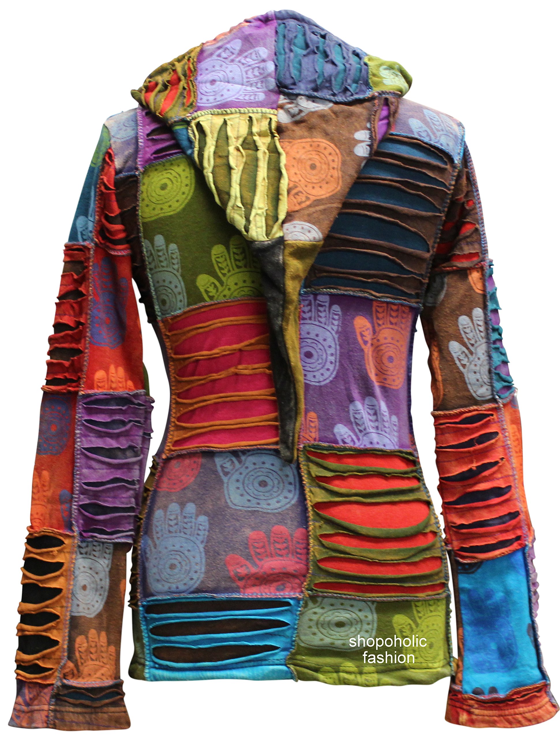 Boho Women's Zip-Up Hoodie – Soft Henna Hand Pixie Hippie Rib Comfort Pullover | Cozy Casual Wear for Yoga, Travel & Street Fashion