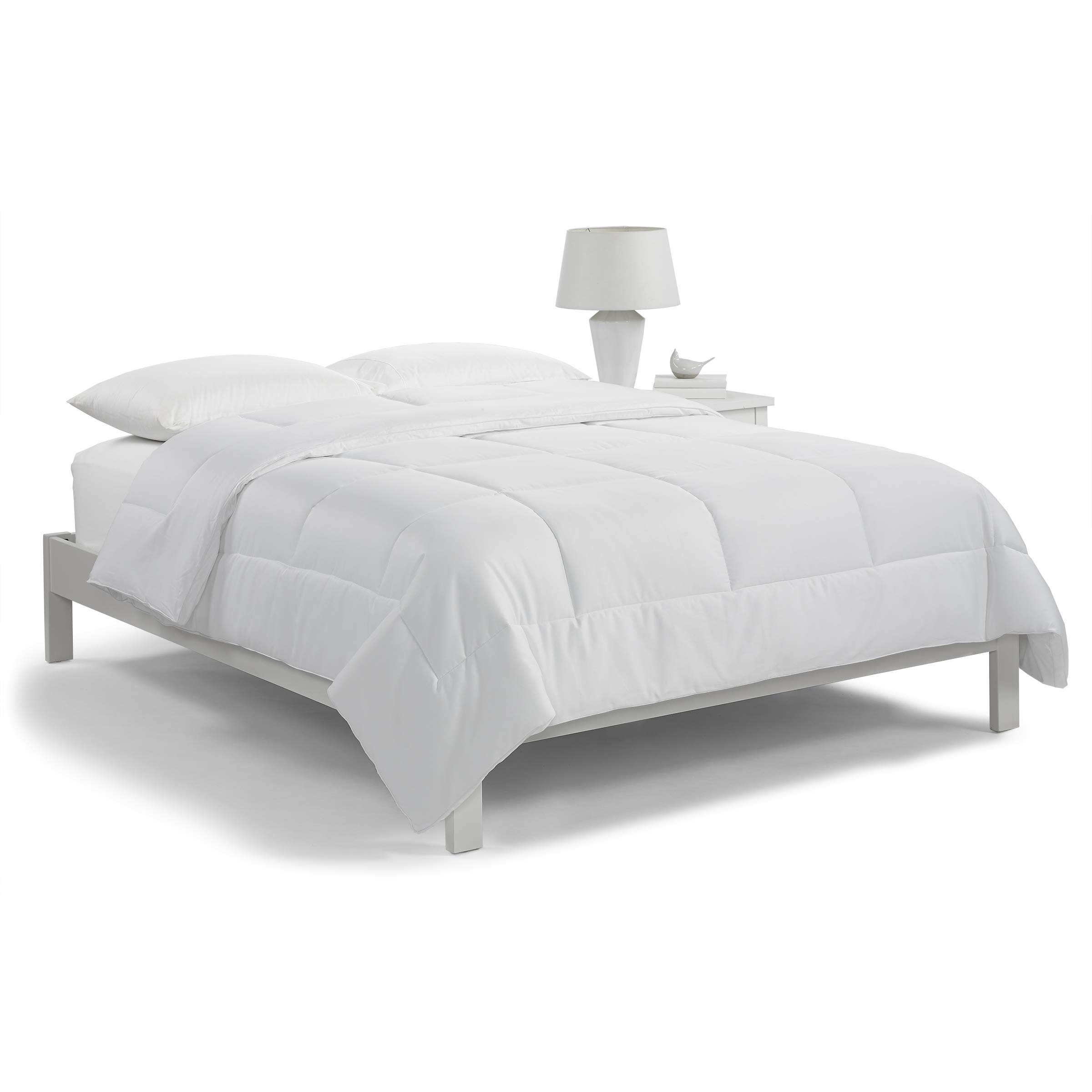 Serta Extra Warmth Quilt-Stitched Down Alternative Comforter - Twin Size, White | Hypoallergenic Fiber Fill Bedding for Winter & Cold Nights - Perfect for Guest Rooms, Dorms & Cozy Bedrooms