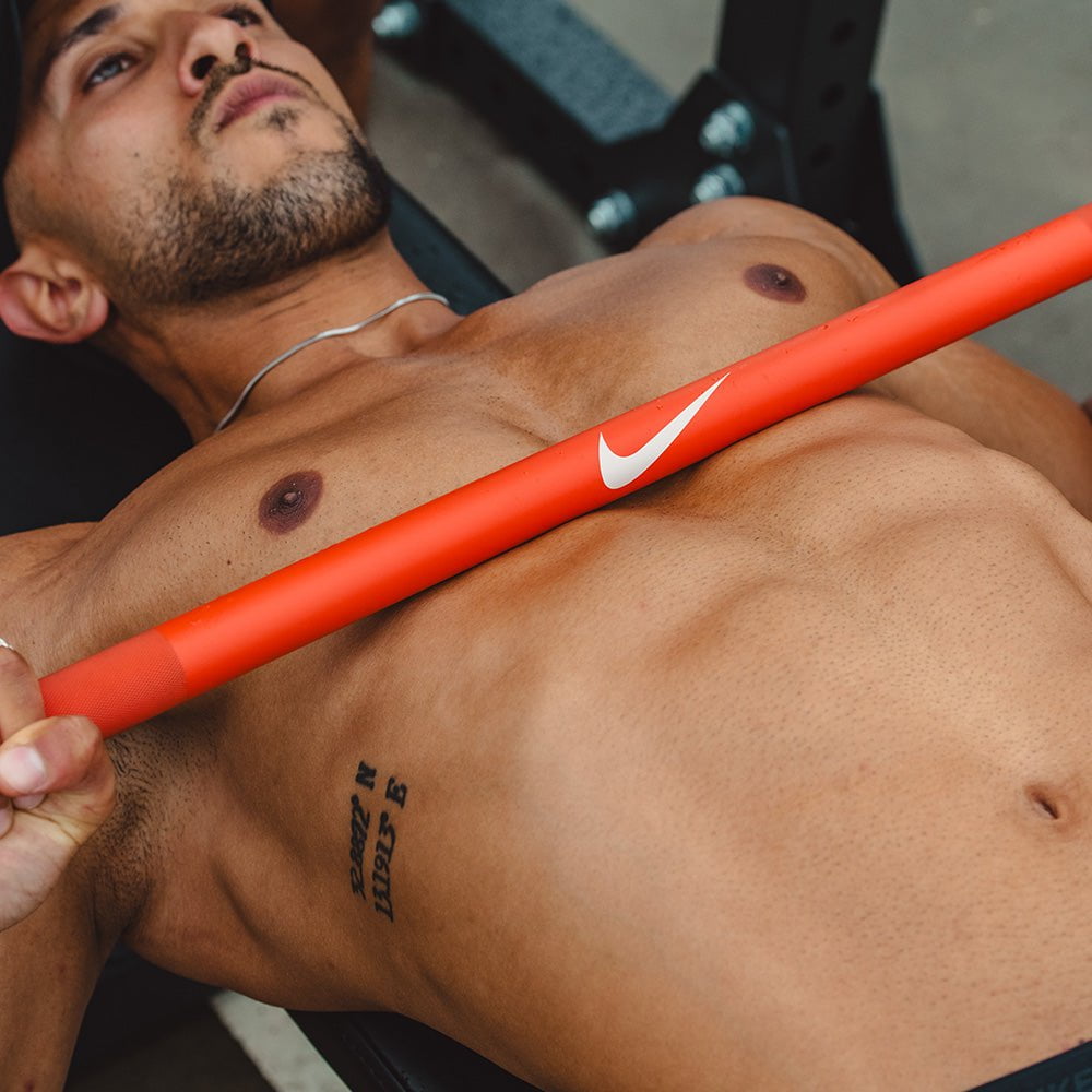Nike Strength Shield Barbell - 20kg Weightlifting Bar for CrossFit & Powerlifting - Black/Red/Orange - Home Gym & Commercial Use