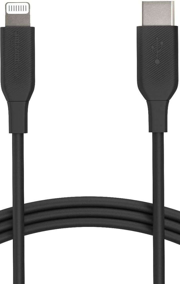 Amazon Basics MFi Certified 1.8M USB-C to Lightning TPE Charging Cable (Black) - Fast Charging for iPhone 12/13/14, iPad, AirPods - Perfect for Home, Office & Travel