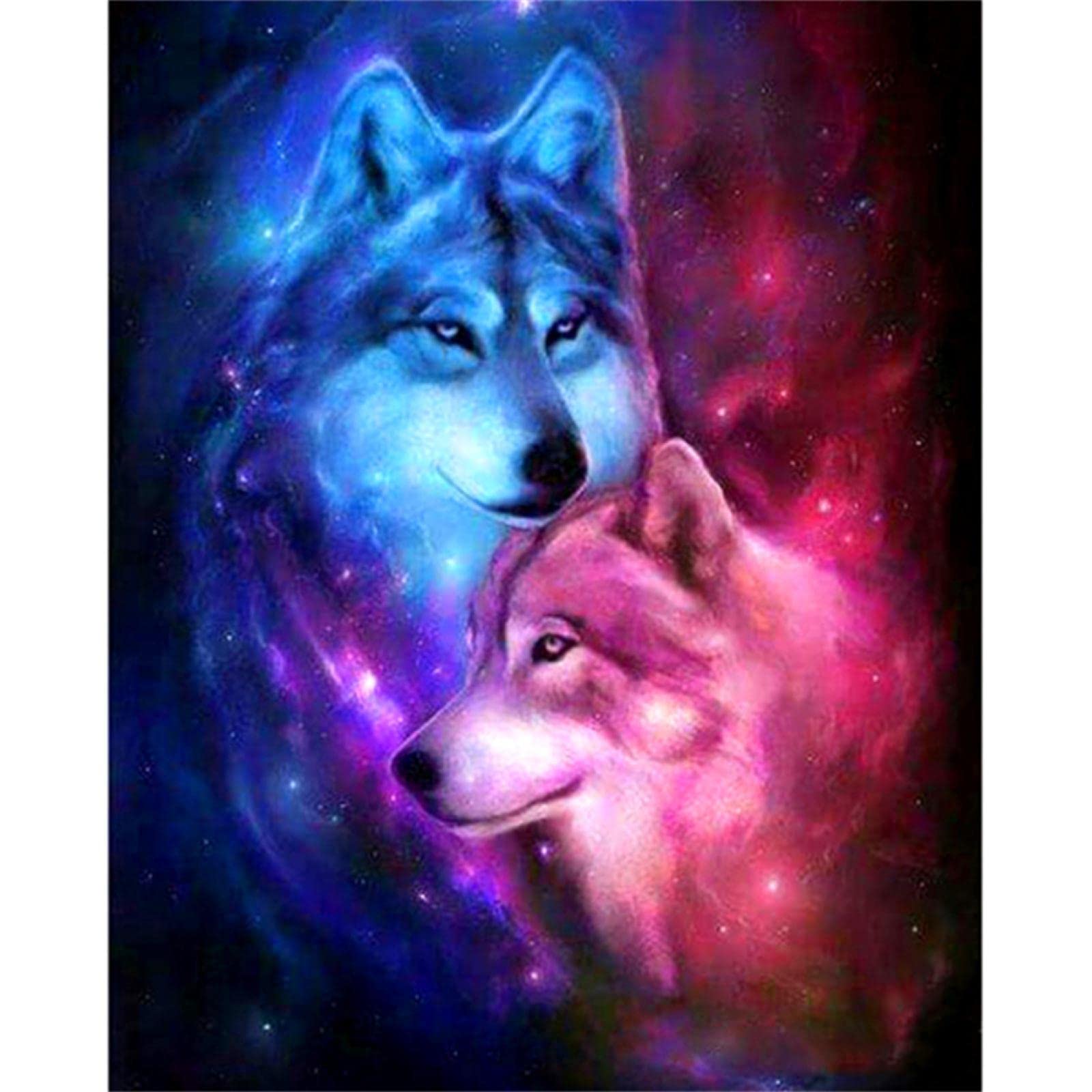 5D DIY Diamond Painting Kit for Adults - Colorful Wolf Canvas Cross Stitch Art, Round Drill 80x100cm, Home Wall Decor, Kids Gift, Stress Relief Craft (Perfect for Living Room, Bedroom & Office Decoration)