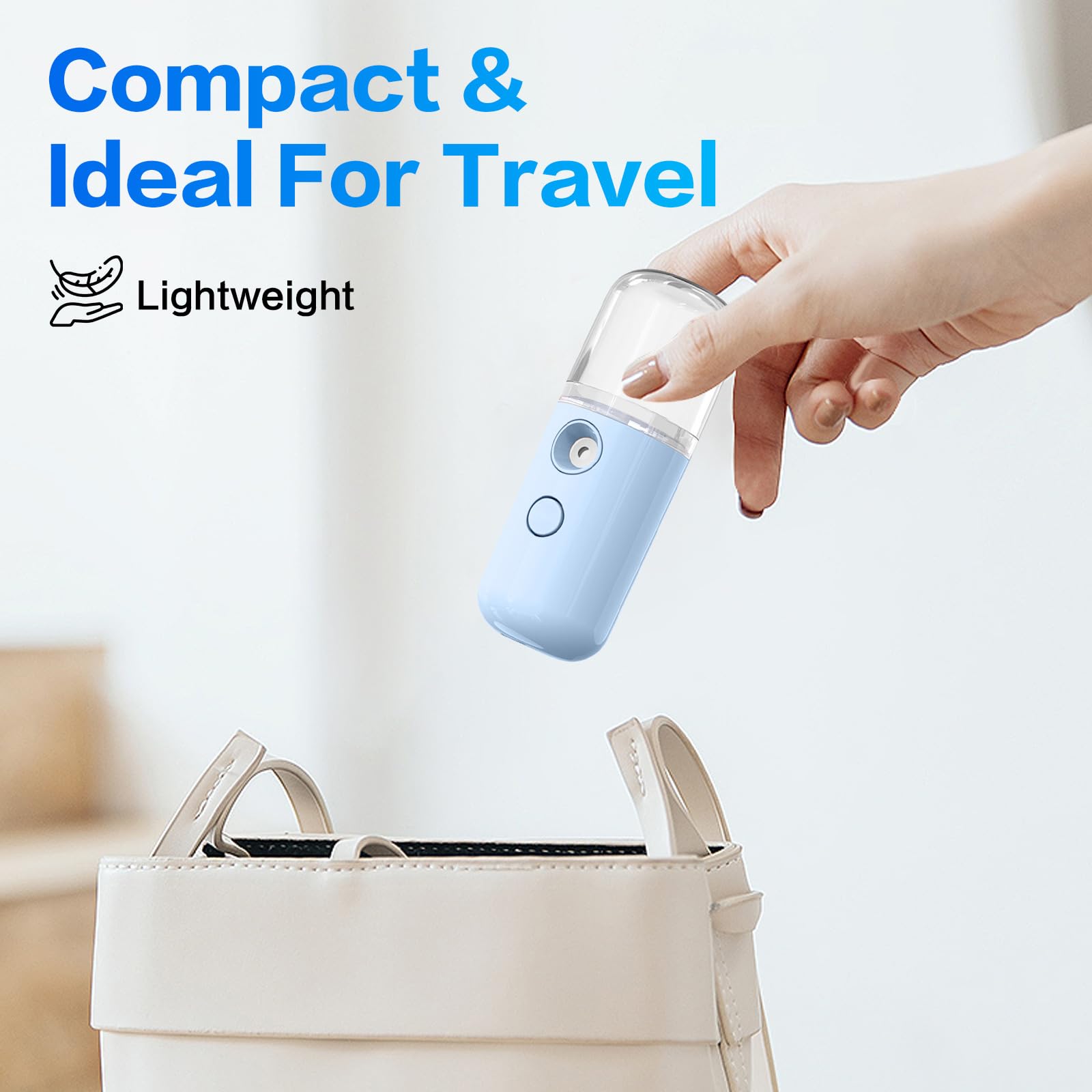 Fugit Easy Care Sunshine 15s Heat Up Mini Travel Steamer - Portable Handheld Garment Steamer for Clothes, Compact Fabric Steam Iron for Home, Office & Travel (Blue) | Perfect for Wrinkle-Free Outfits On-The-Go, Business Trips & Quick Home Use