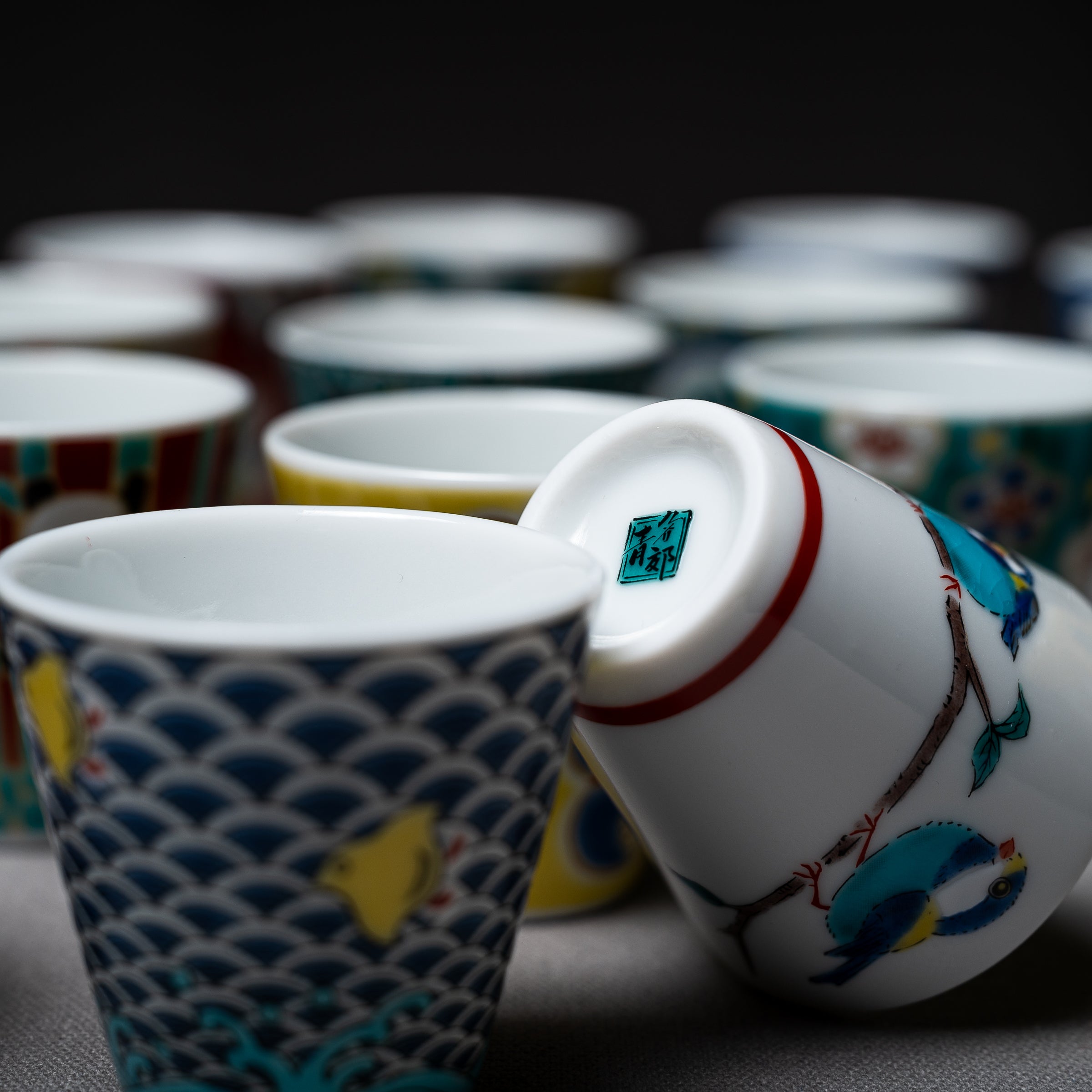Kutani Design x Wakasa Porcelain Sake Cup Set - 30 Unique Japanese Ceramic Drinking Cups for Sake, Tea & Cocktails - Traditional Handcrafted Japanese Tea Ceremony & Home Bar Accessories