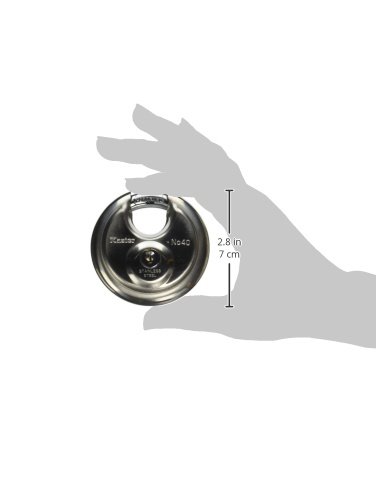 Master Lock 40D Stainless Steel Discus Padlock with Key - High Security Outdoor Lock for Gates, Fences & Storage Units (Silver)