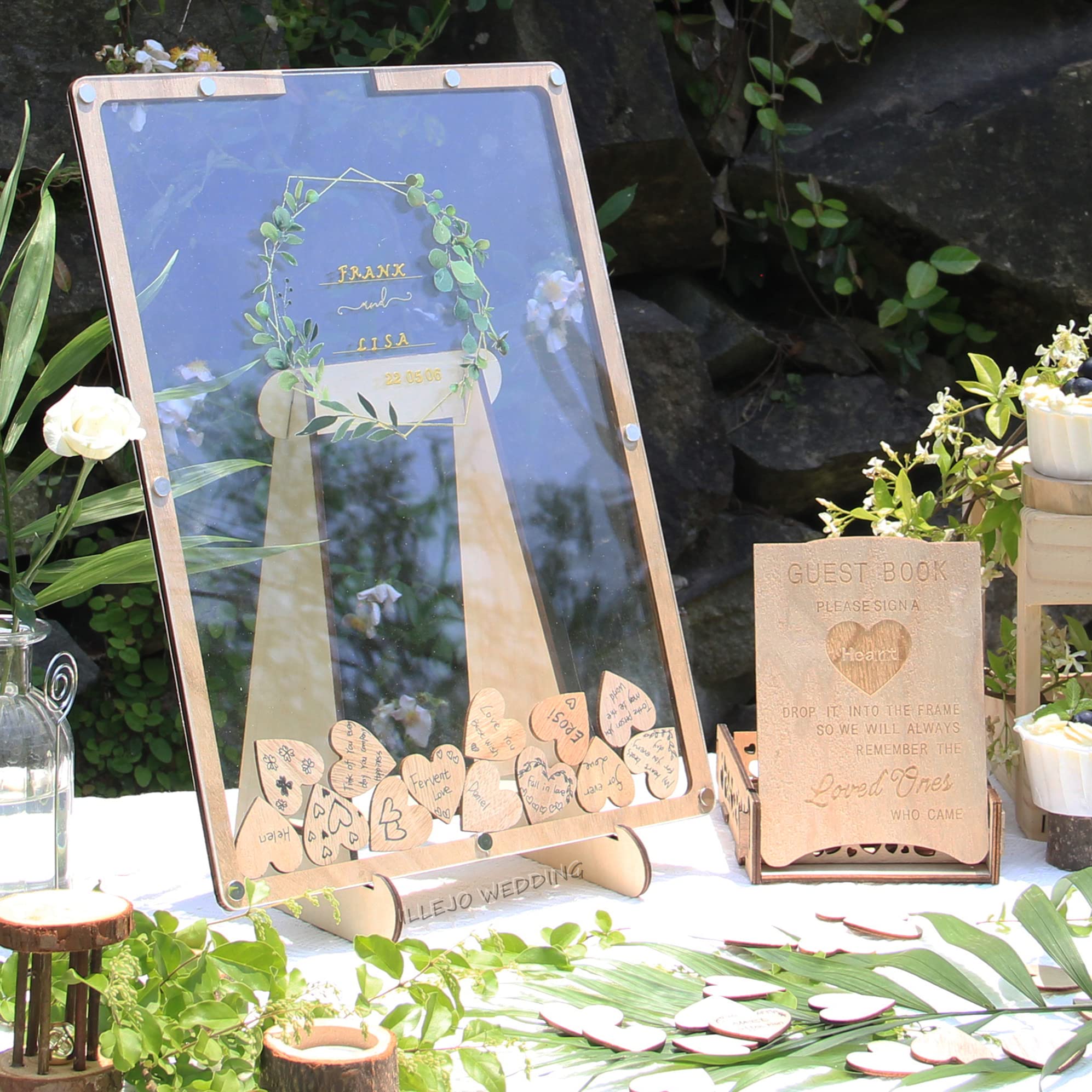Elegant Rustic Wedding Guest Book Alternative - Unique Sign-in Frame for Wedding Reception & Baby Shower Decor - Perfect for Rustic, Vintage or Boho Wedding Themes