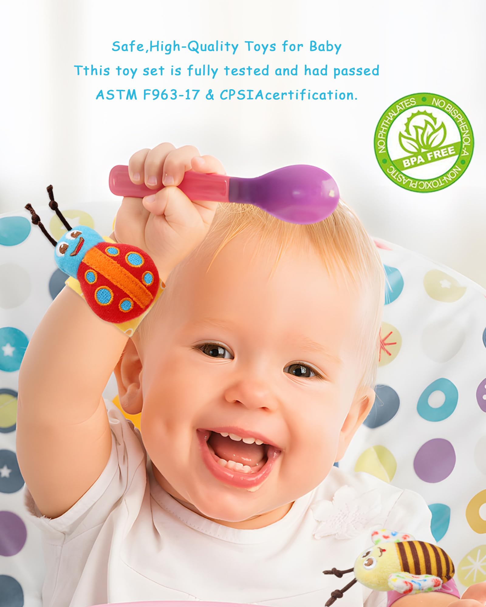 Bloobloomax Baby Rattles Toys 0-12 Months - Hand & Foot Toys for Newborns - Perfect Baby Shower Gifts for Girls & Boys